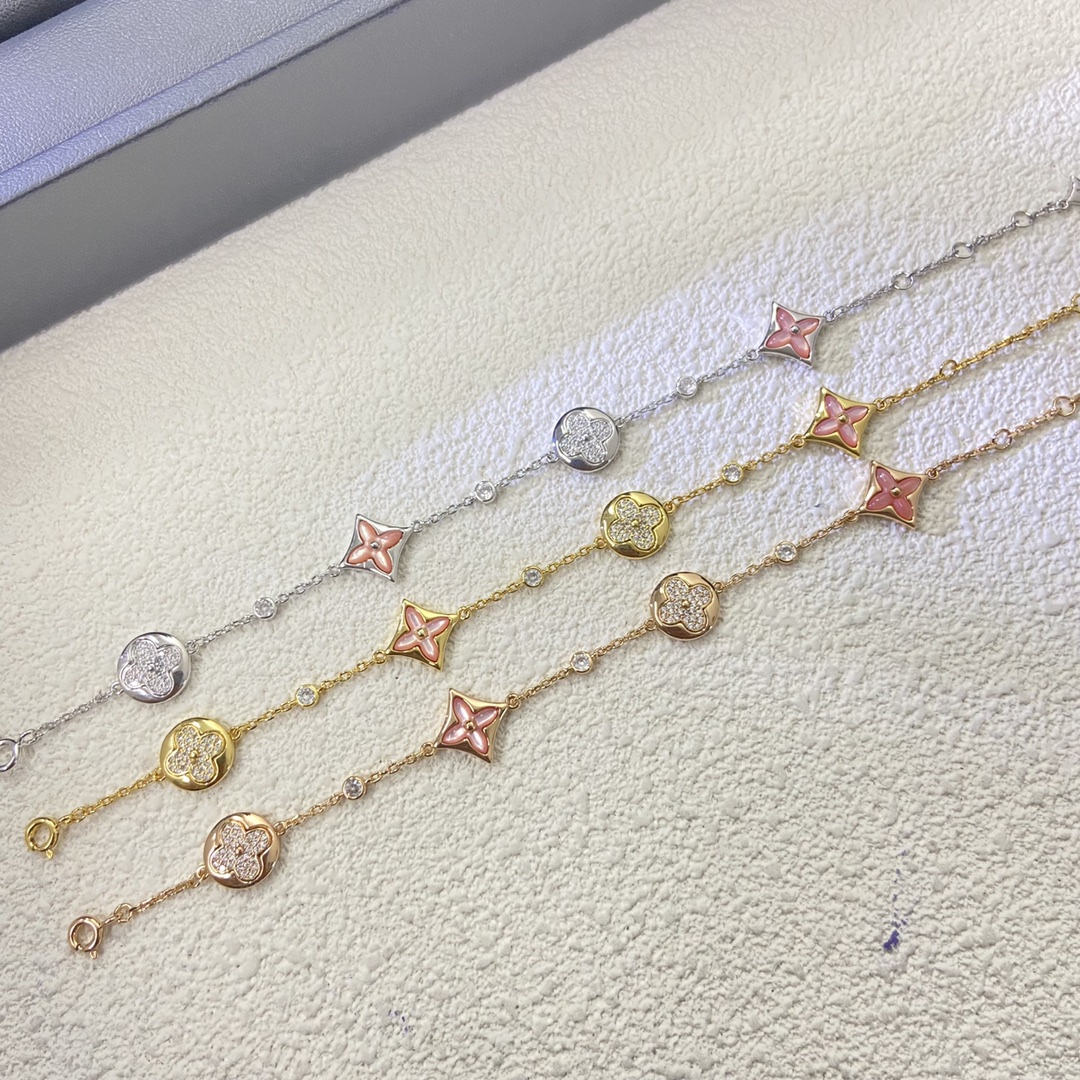 Louis Vuitton Diamond Sun Pink Mother of Pearl Star Bracelet - Original Replica Club