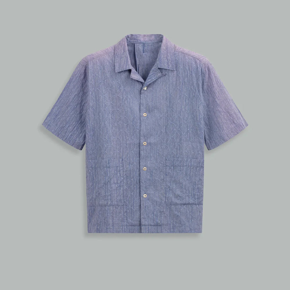Caleb - Chemise Bleached Flower - Bleu