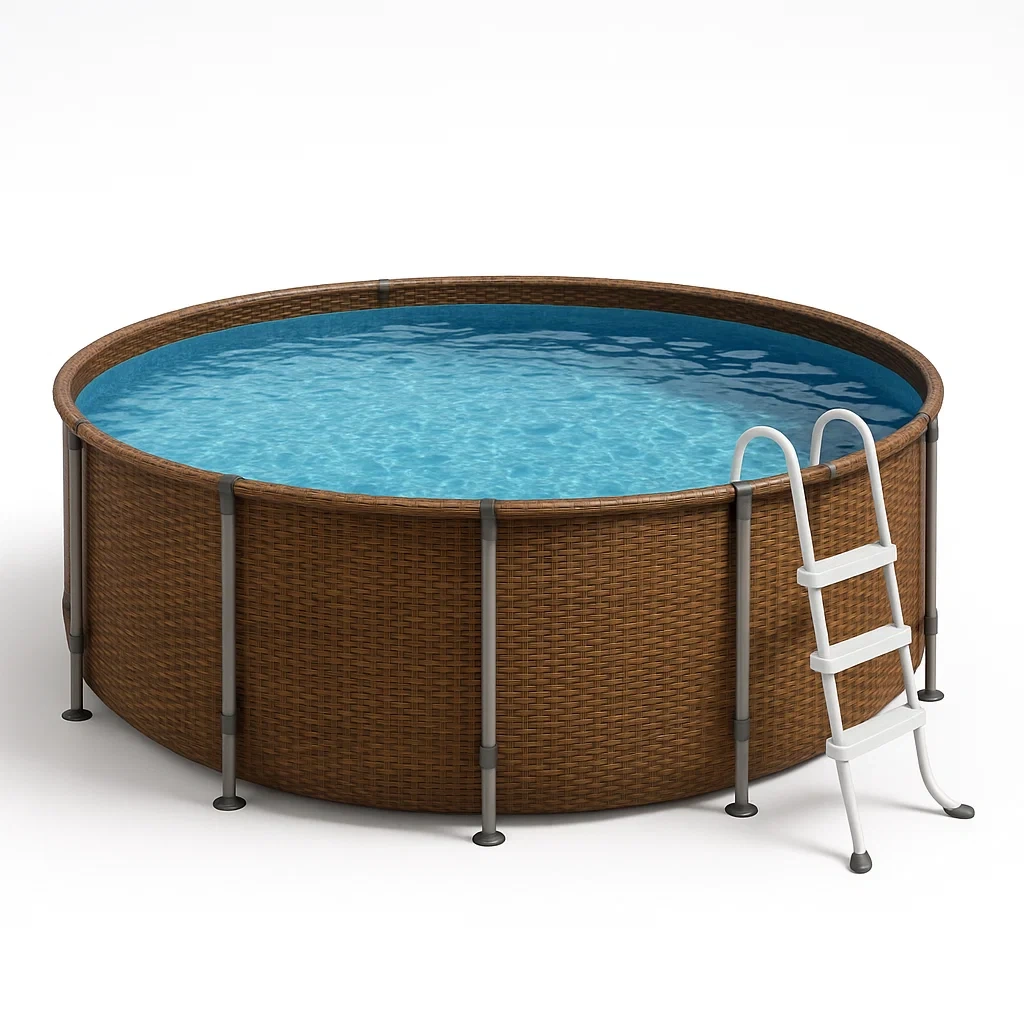 Piscina tubular redonda desmontable acero 298x96 cm color marrón con filtro y escalera usDmpWg238Bp