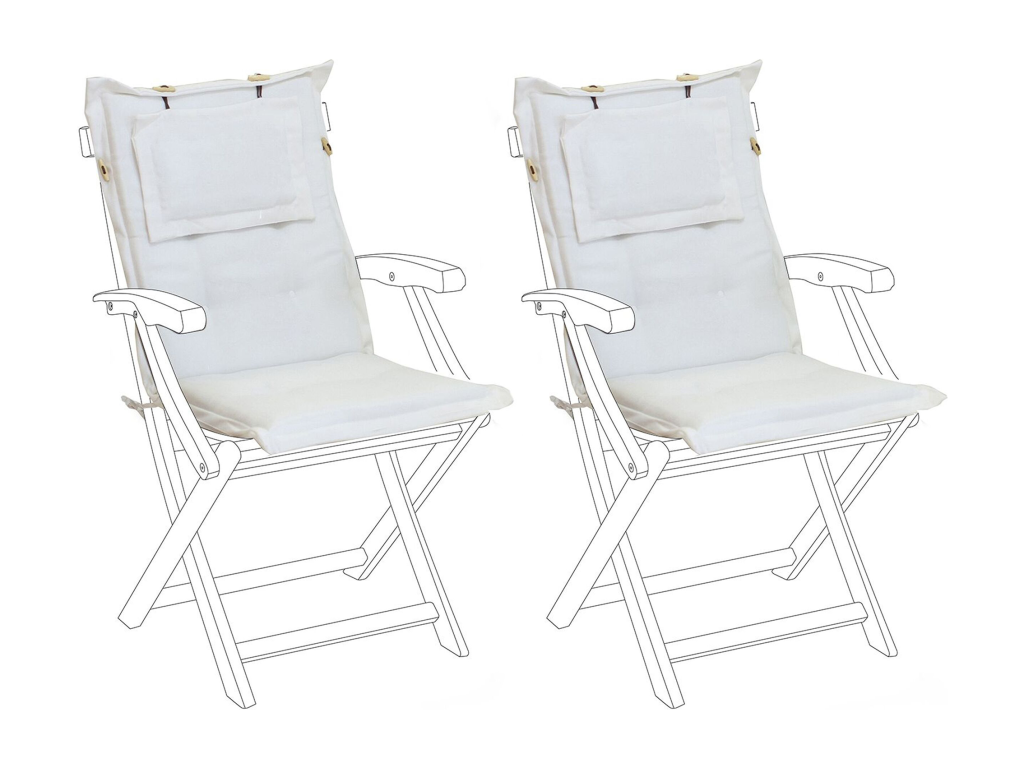 Conjunto de 2 cojines para silla de jardín blanco crema MAUI