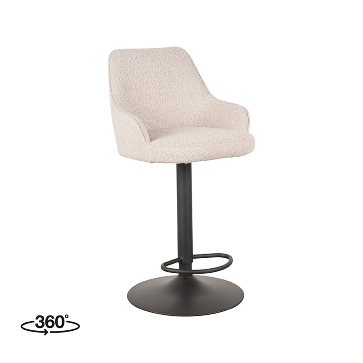 LABEL51 - Barkruk Fender - Naturel Boucle - Zwart Metaal