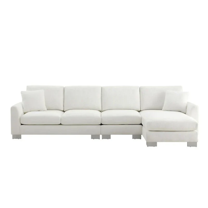 Spacious L-Shaped Chenille Sectional Sofa with Chaise Lounge for Living Room, Apartment, or Office