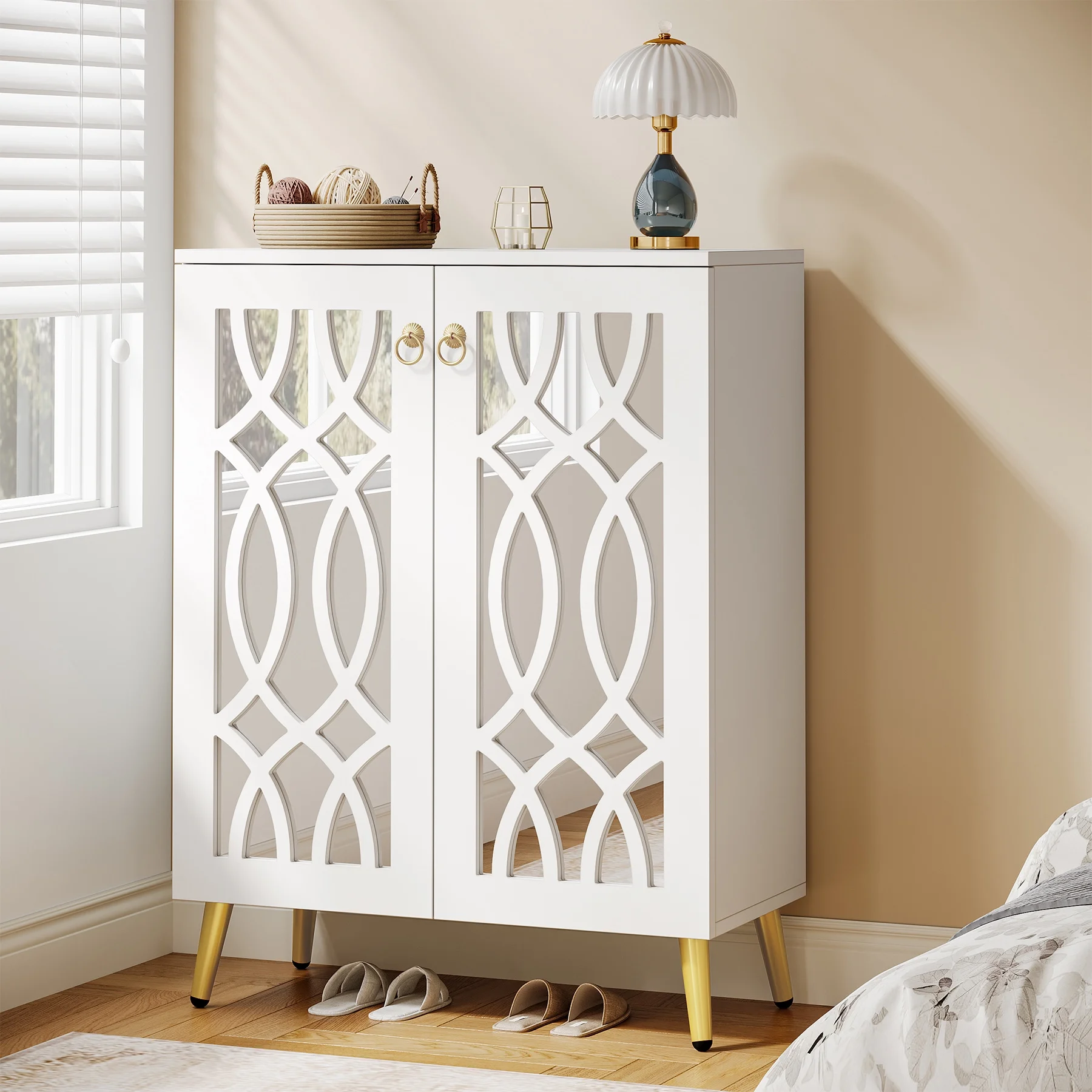 Tribesigns Large Wooden Freestanding 25-Pair Shoe Rack Closet Storage Cabinet for Entryway, Bedroom - Image 4