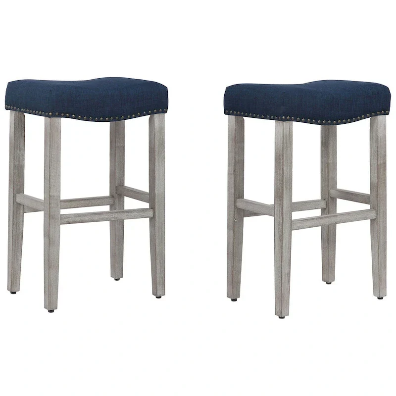 Set of 2 Jameson Gray Upholstered Polyester 29-Inch Bar Stools
