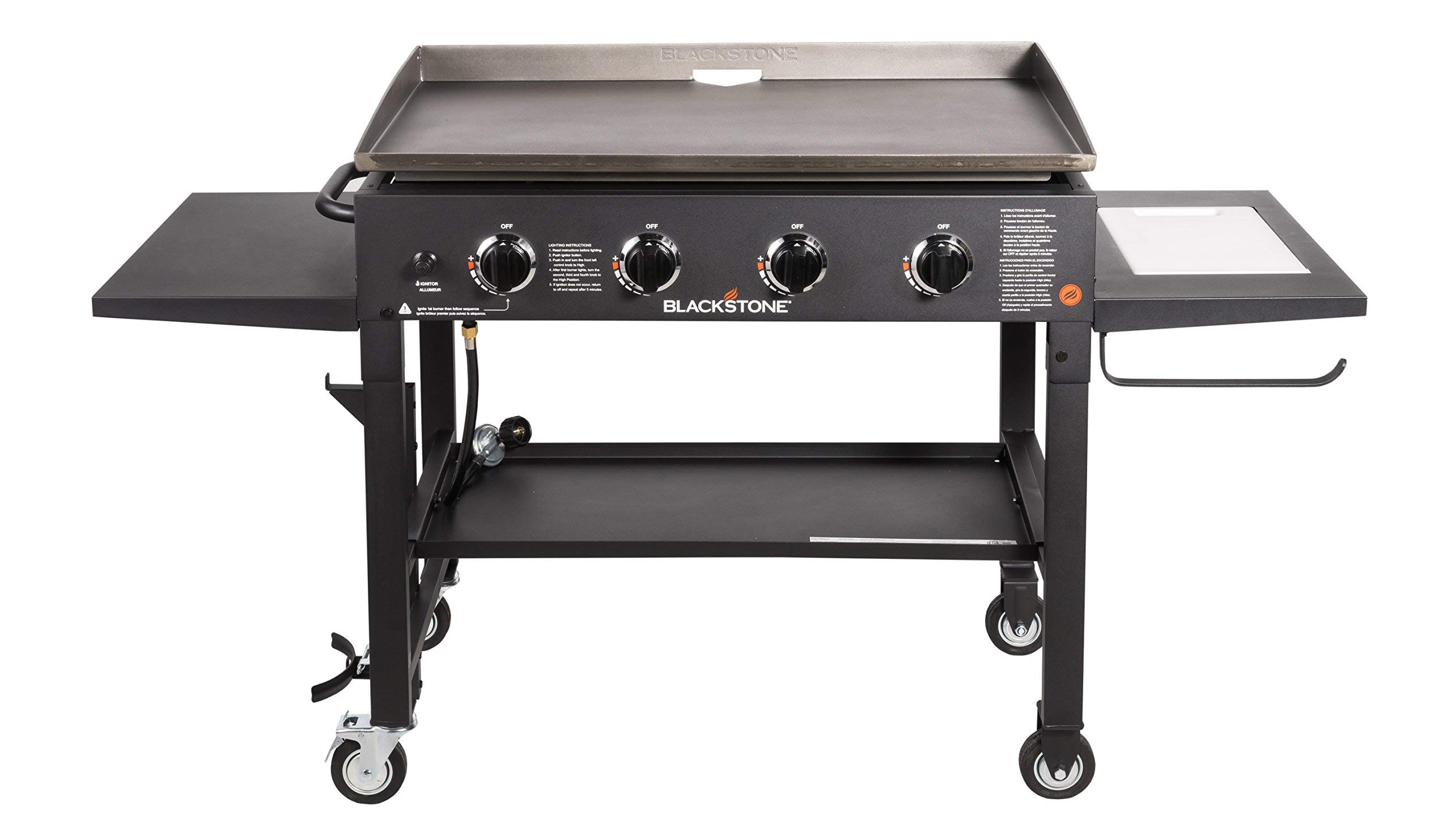 WAYFAIR Blackstone 36 Cooking Station 4 Burner Propane Fuelled Restaurant Grade Professional 36 Inch Outdoor Flat Top Gas Griddle With Built In Cutting Board, Garbage Holder And Side Shelf (1825), Black