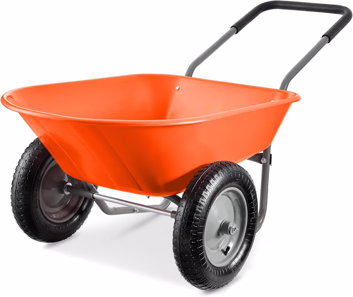 ZMMOO Dual-Wheel Home Utility Yard Wheelbarrow Garden Cart w/Built-in Stand for Lawn, Gardening, Construction - Red - Image 7