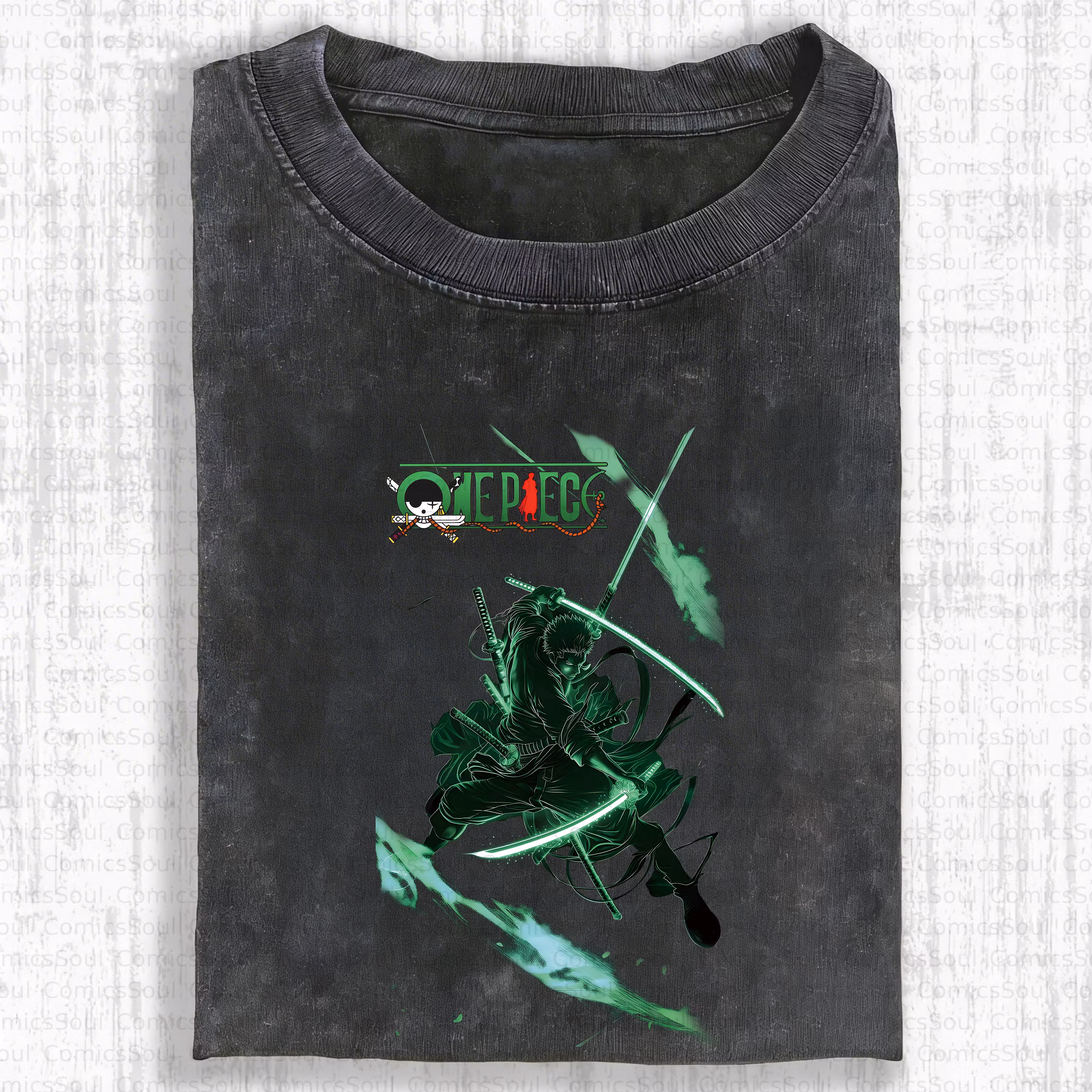 Unisex Anime Inspired Vintage Washed T-Shirt