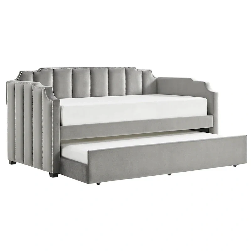 iNSPIRE Q Modern Chareau Glam Grey Velvet Daybed