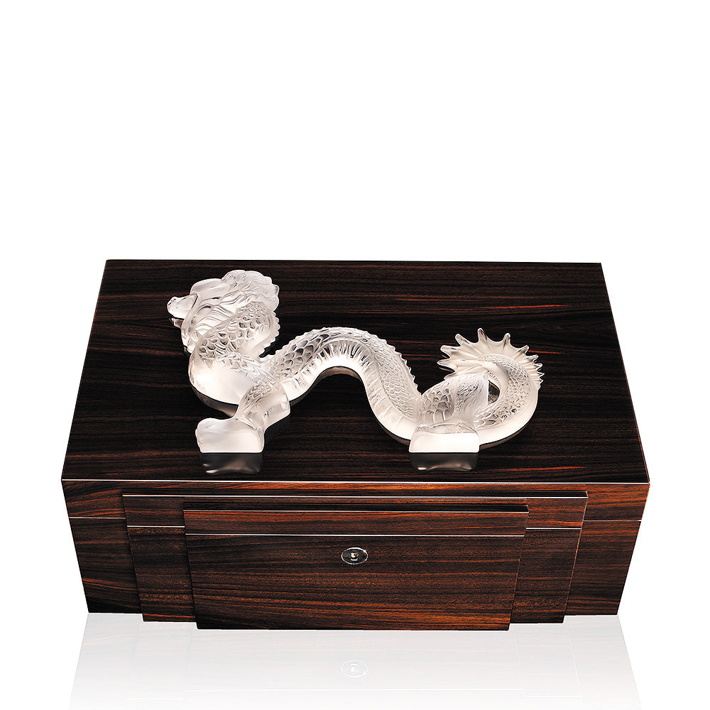 CAVE À CIGARES DRAGON GRAND MODÈLE - CRISTAL INCOLORE, 100 CIGARES