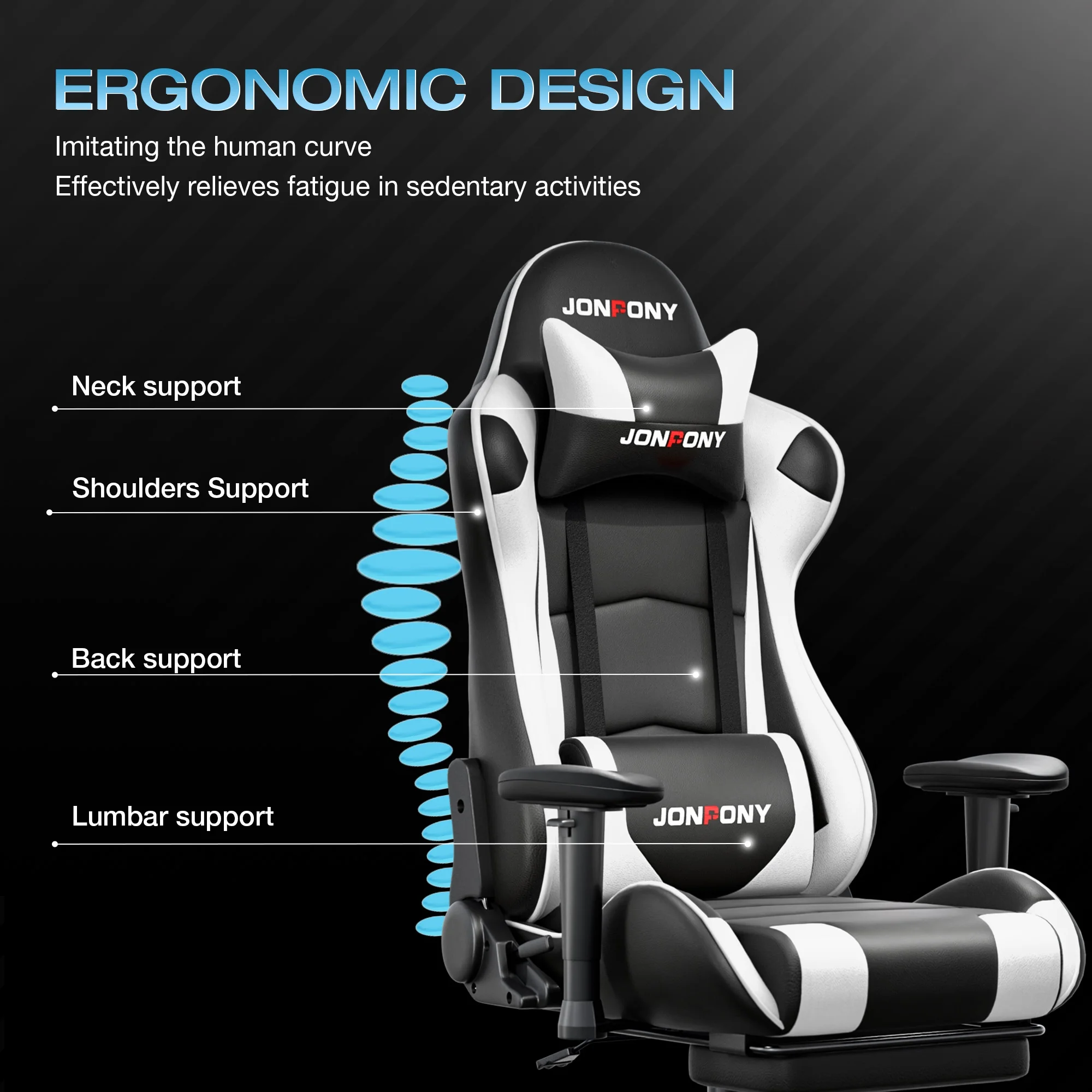 JONPONY Big and Tall 500LBS Gaming Chair, Ergonomic Design, Gamer Chair PU Leather with Footrest and Lumbar Support, High Back Office Chair Support 8 Hours Long Sitting,Red Computer Chair,Red - Image 66