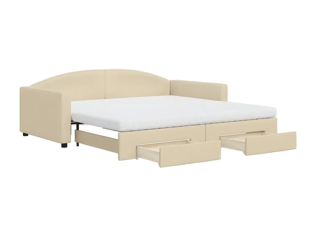 Sofá cama Alkifurniturees con cajones tela color crema 100x200 cm SWXF21849