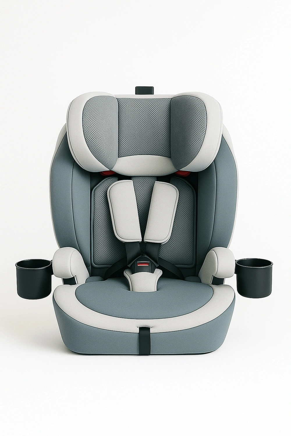 Silla de coche con respaldo ajustable en 4 posiciones y reposacabezas ajustable en 6 alturas, hasta 36 kg, arnés de 5 puntos y protección lateral, con dos portavasos, Asientos de coche, gris azulado, 3-12 años