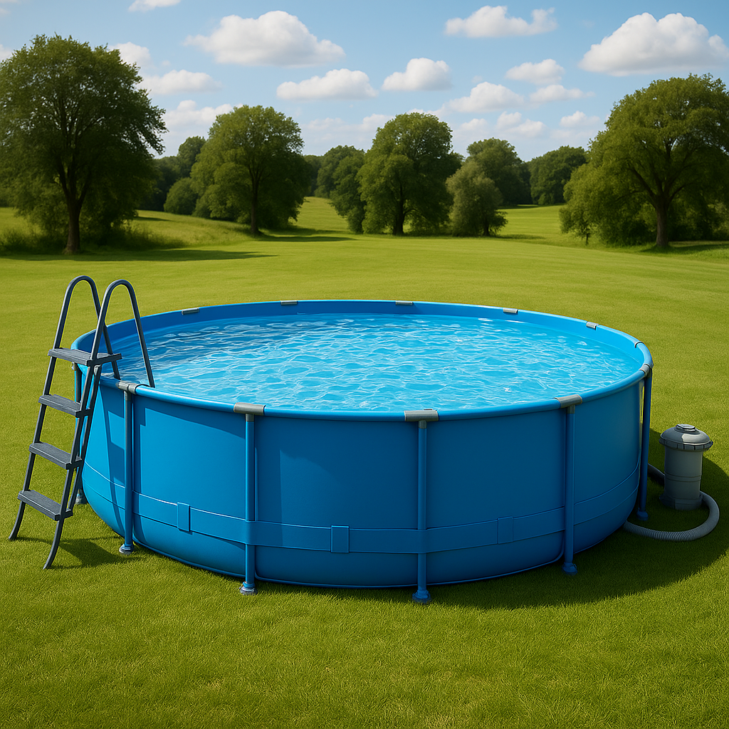 Piscina tubular redonda, Piscina ensamblable, Piscina, Azul, PVC/triple capa, Exterior/jardín, 457x107 cm