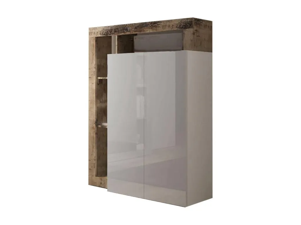 Armario multiusos 2 puertas Decoencanto Muebles multifuncionales Zapatero Armario para zapatos Made in Italy 78x35 h116 cm Blanco brillante y