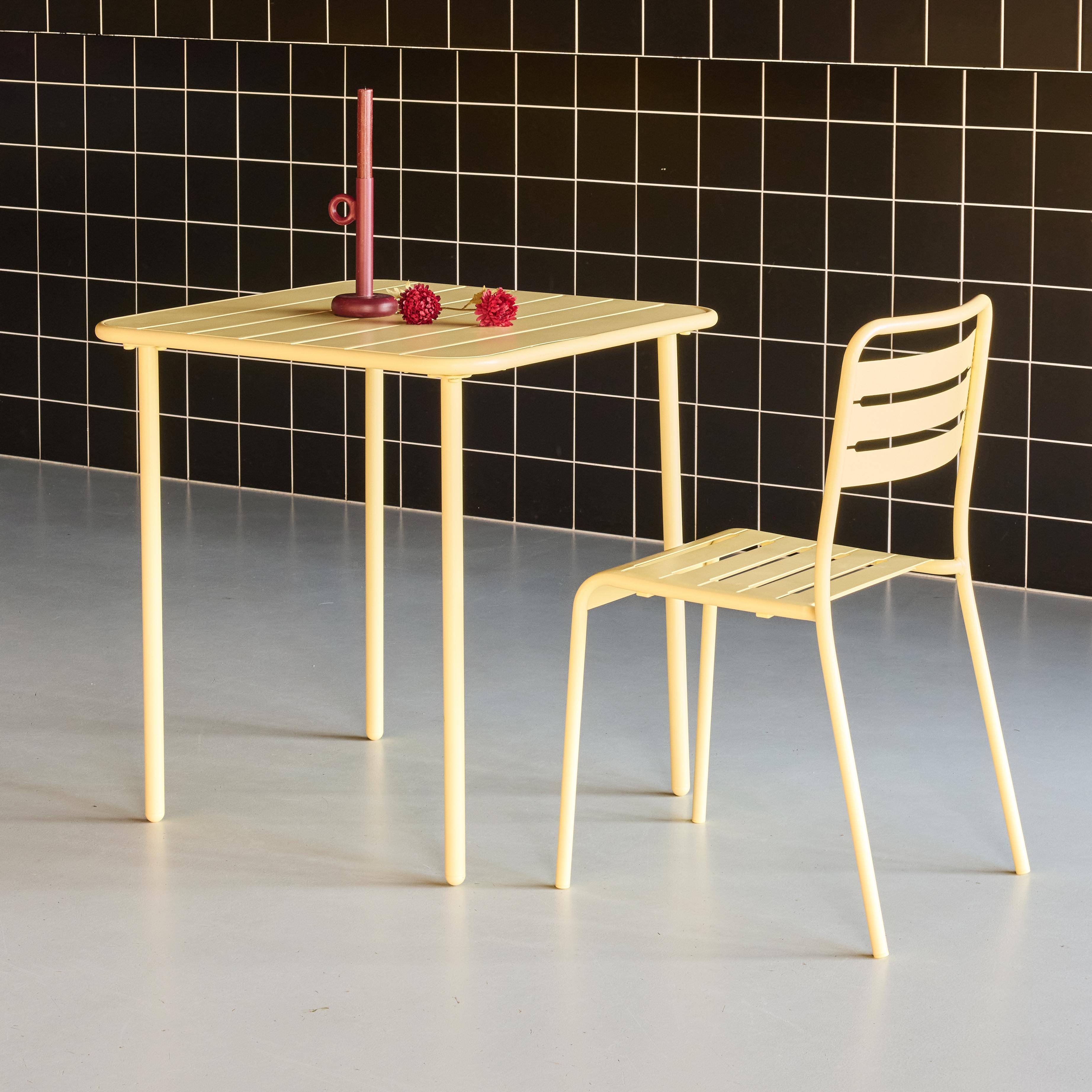 Amelia - Mesa de jardín bistró de acero, 2 plazas, 70cm