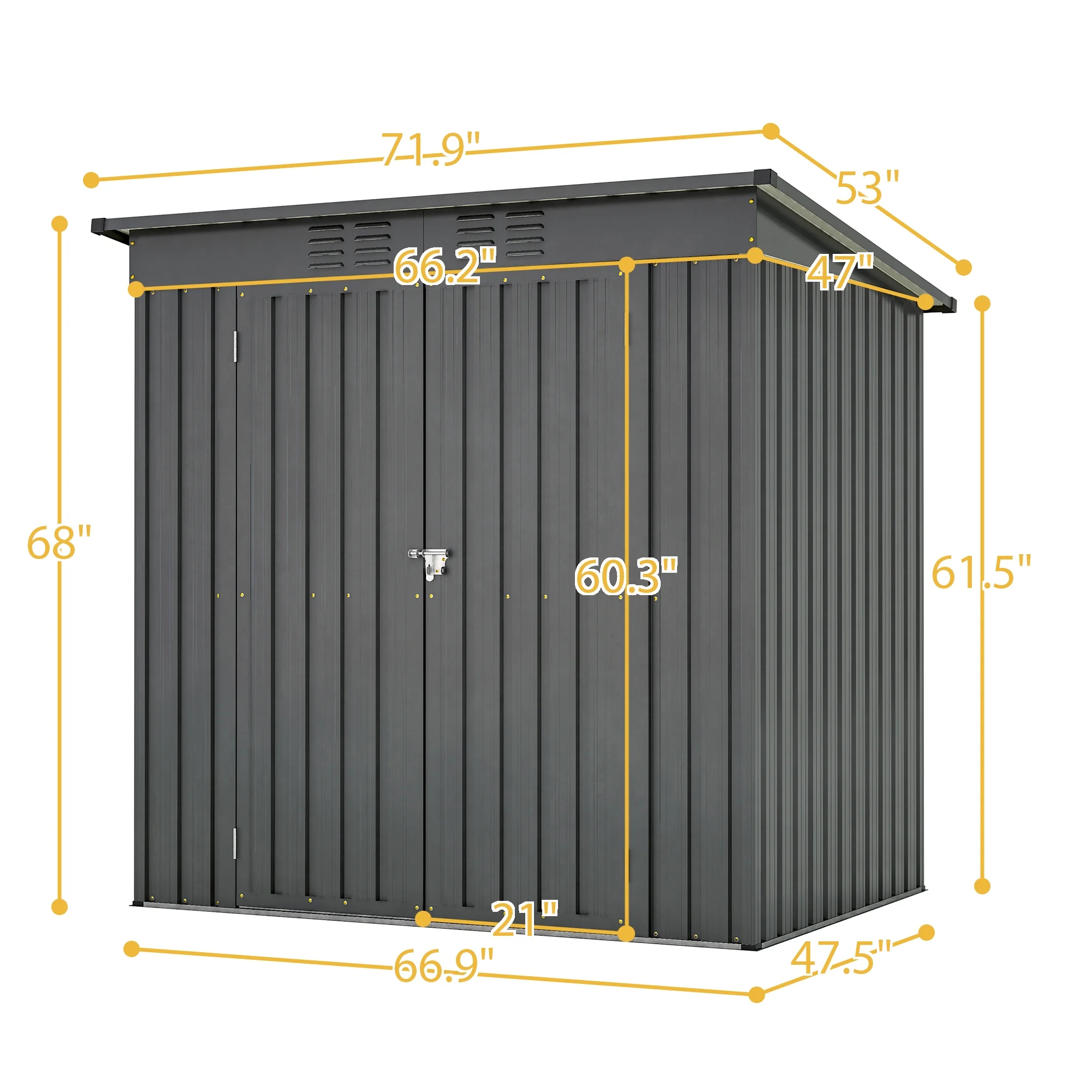 6 x 4 ft Outdoor Storage Shed with Floor Frame, Storage Sheds for Outside with Lockable Door, All Weather Garden Tool Shed with Air Vent for House Backyard Patio Lawn, Black - Image 12
