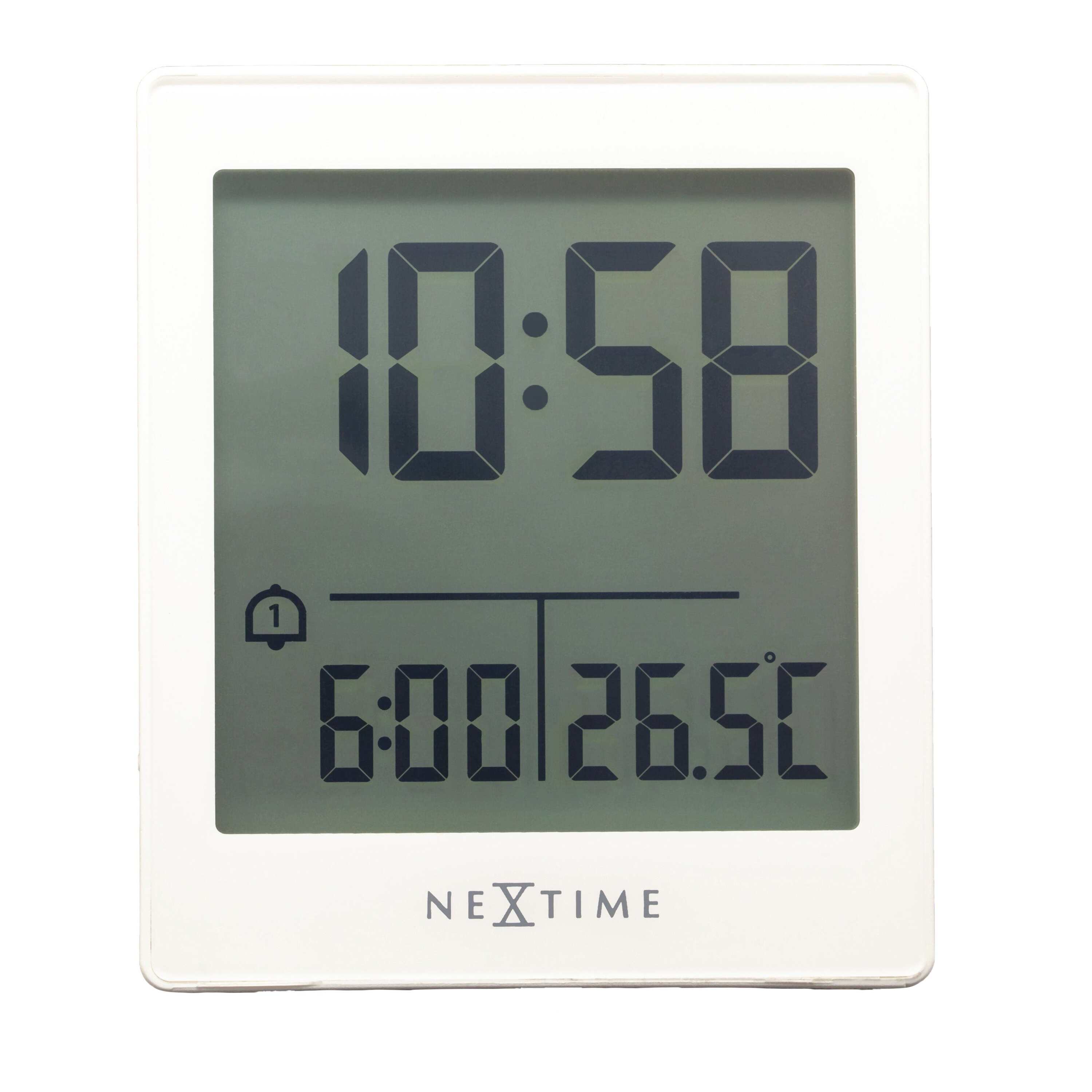 NeXtime - Digitale Tafelwekker 7,7x8,9x3 cm - RCC - Temperatuur - Wit