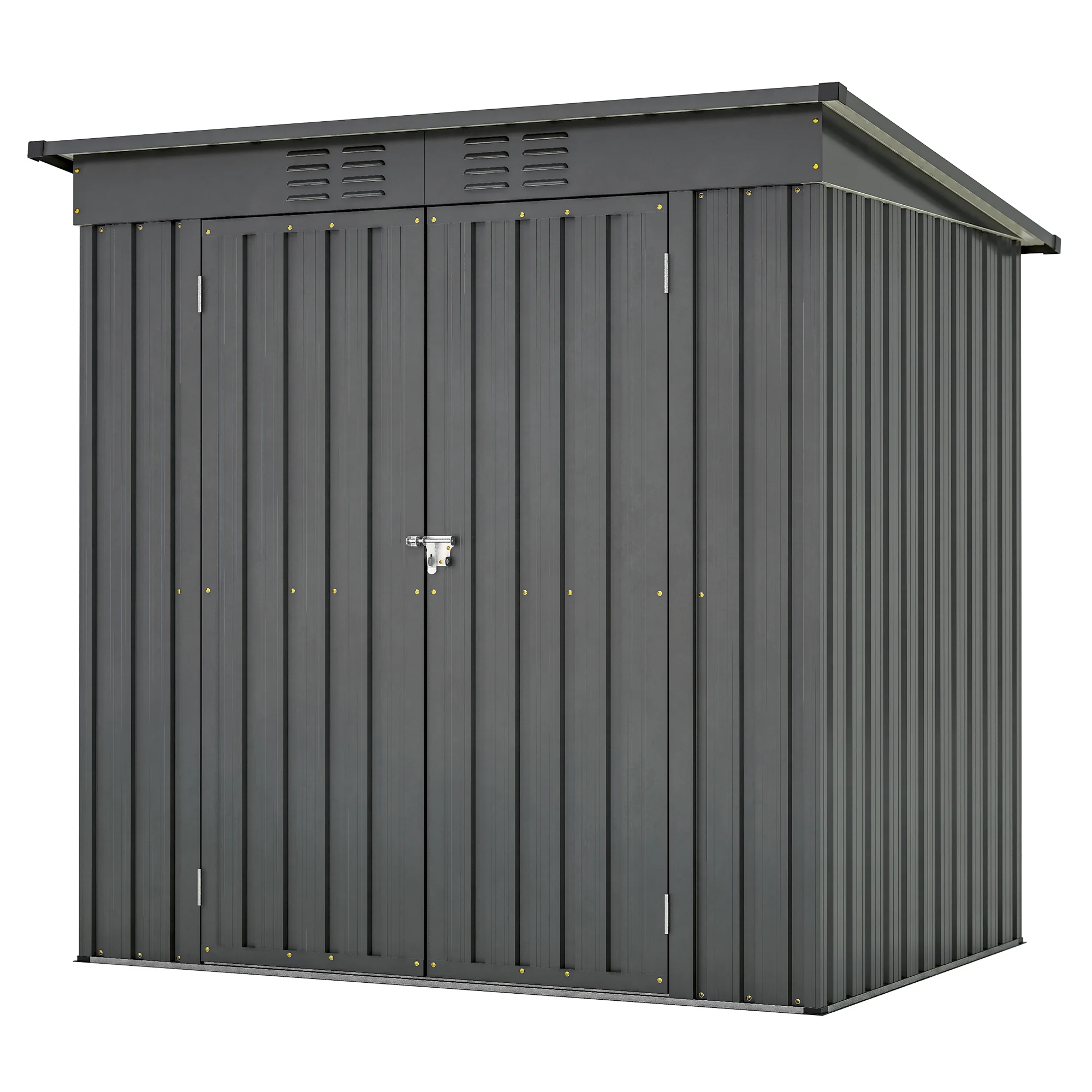 6 x 4 ft Outdoor Storage Shed with Floor Frame, Storage Sheds for Outside with Lockable Door, All Weather Garden Tool Shed with Air Vent for House Backyard Patio Lawn, Black - Image 10