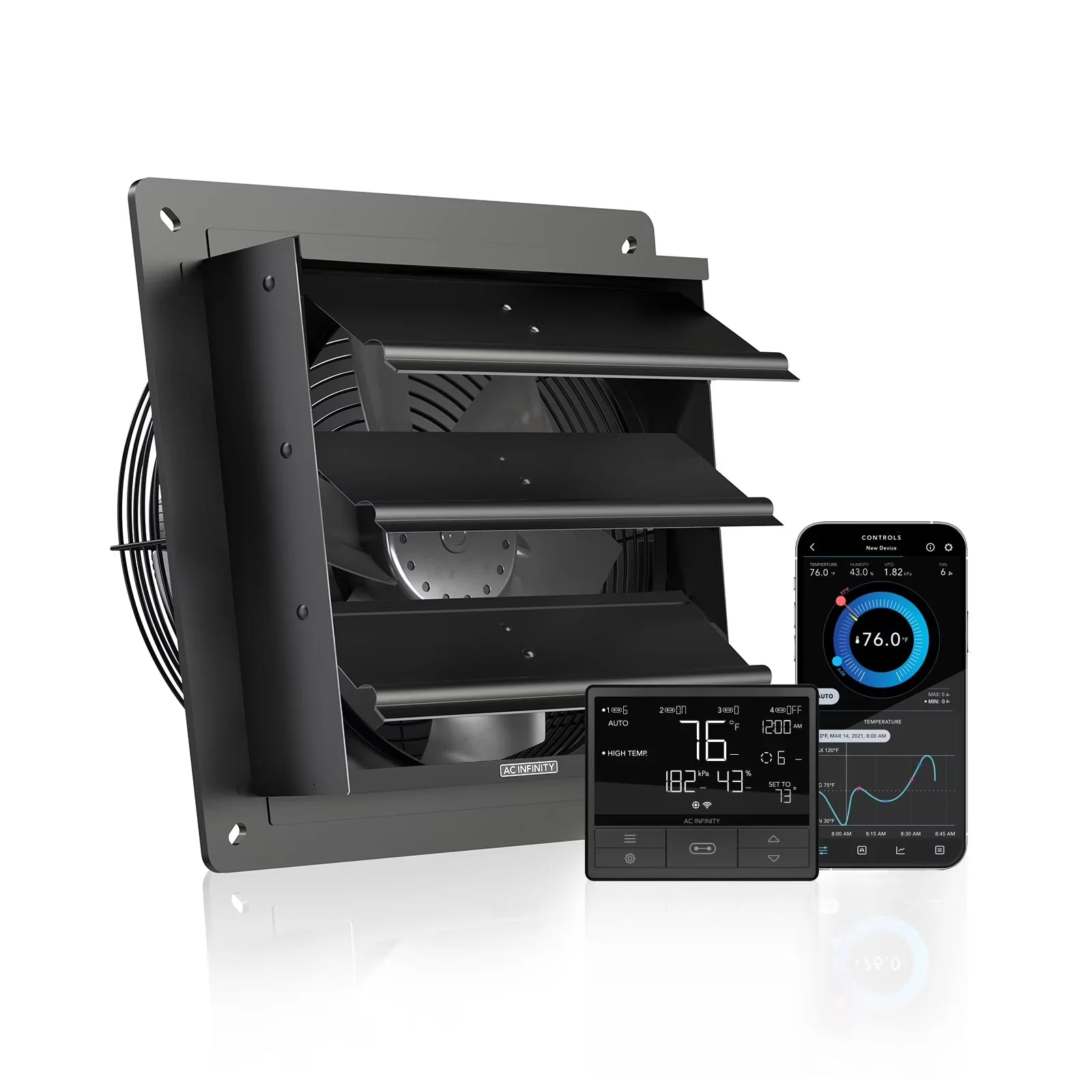 AC Infinity AIRLIFT T10 10-inch Shutter Exhaust Fan With WiFi App-Compatible Temperature Humidity Controller AC Infinity AIRLIFT T10 10-inch Shutter Exhaust Fan With WiFi App-Compatible Temperature Humidity Controller