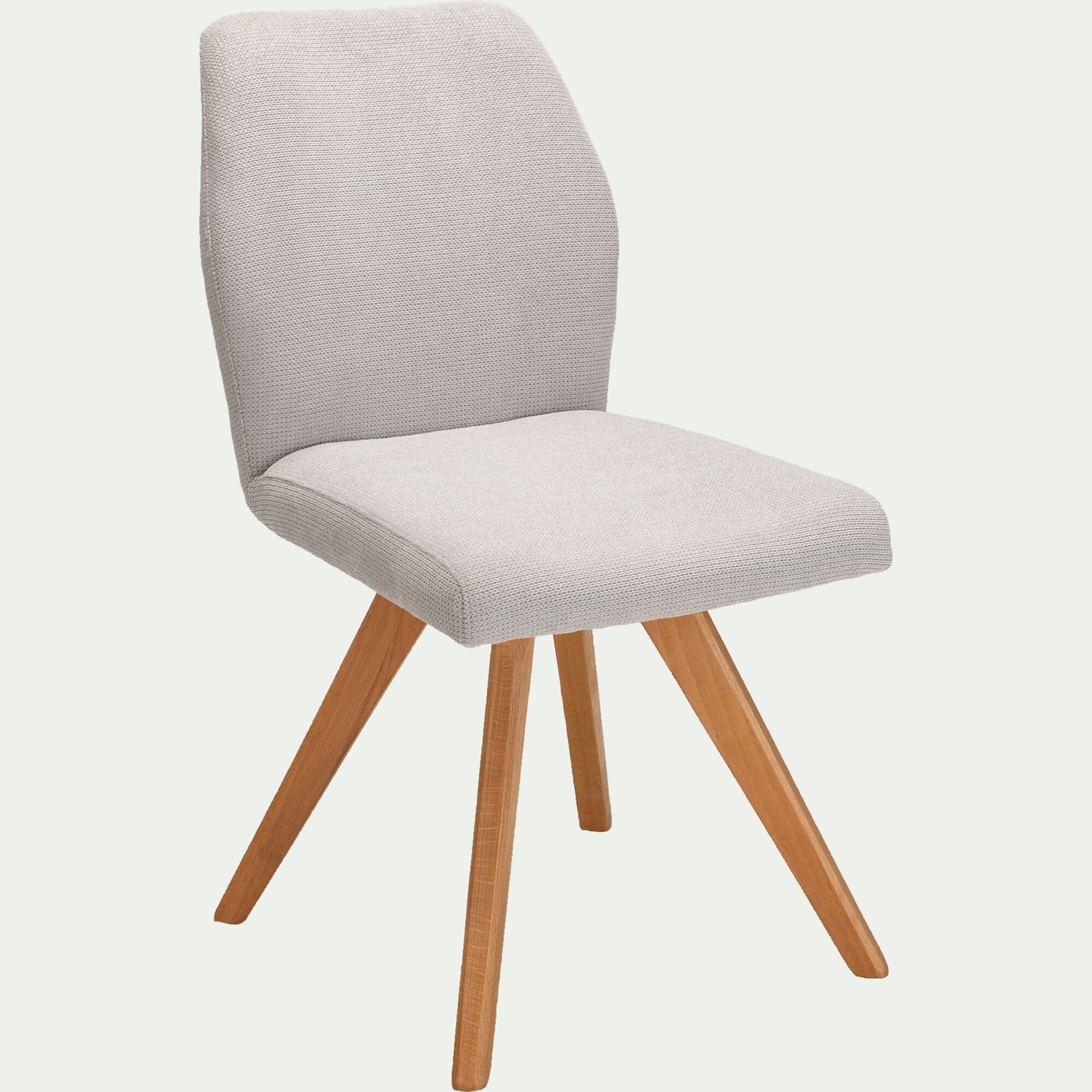 NEVIA - Chaise pivitante en tissu et piètement en hêtre - gris perle