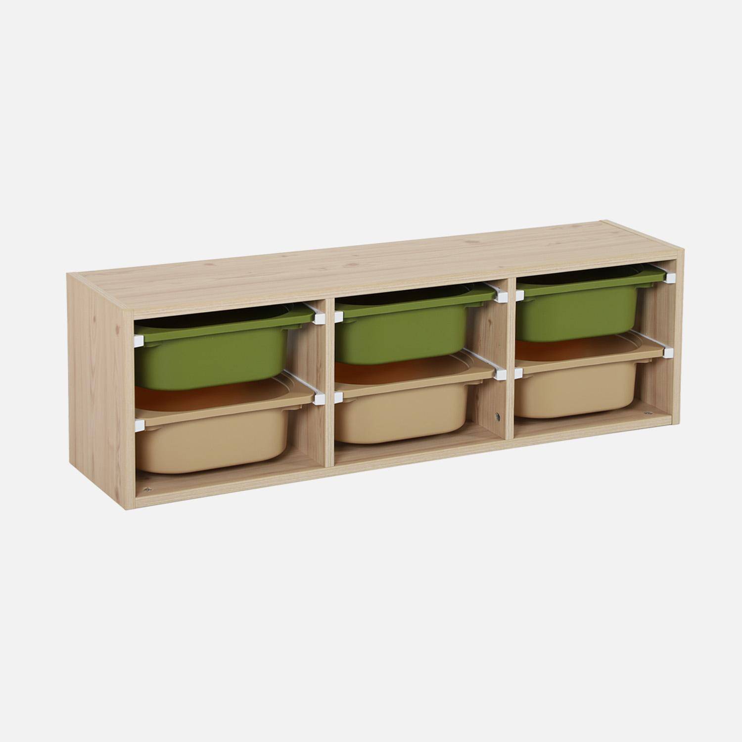 Sora - Mueble de almacenamiento infantil horizontal, 6 cajas coloridas