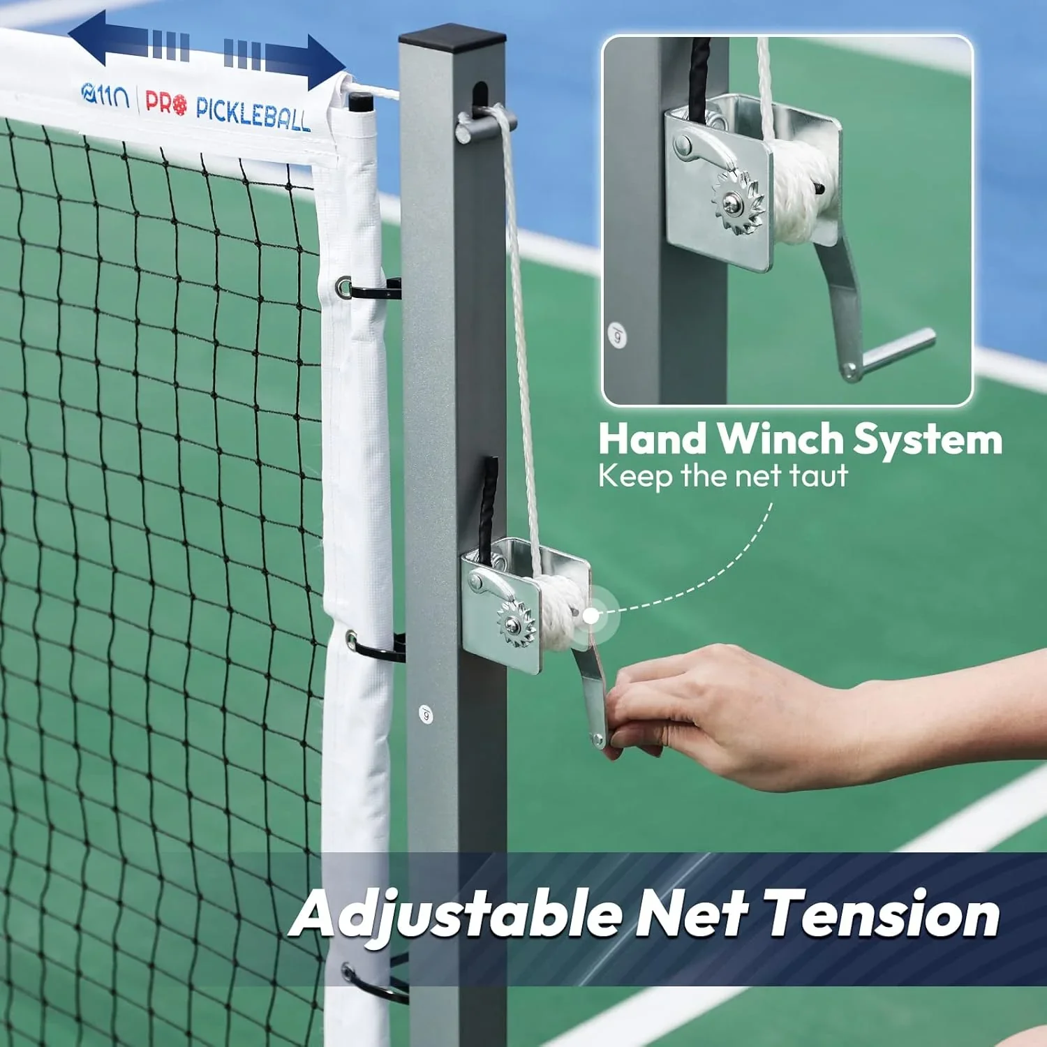 Pickleball Net System, White, Metal, 22' Wide - Image 3 Pickleball Net System, White, Metal, 22' Wide - Image 3