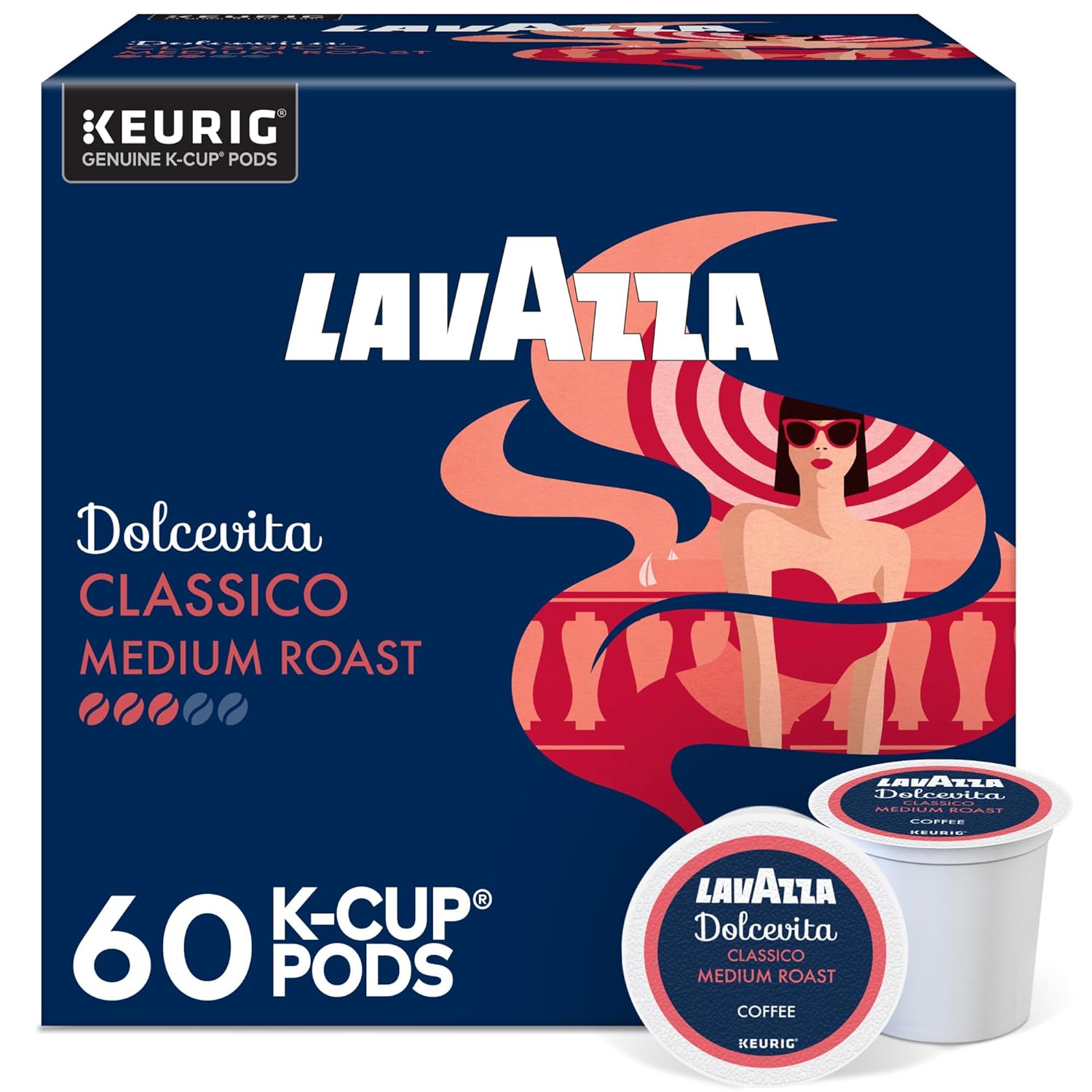 Lavazza Dolcevita Classico. Single-Serve Keurig K-Cup Pods. Medium Roast Coffee. 60-Count Box (6 Packs of 10)