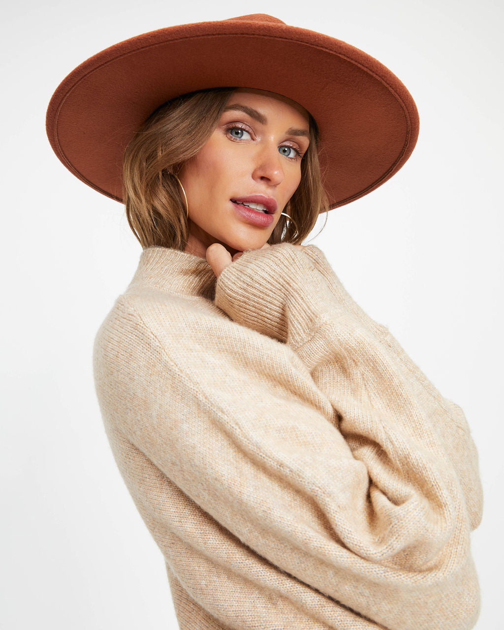 Susana Mock Neck Pullover Sweater - Oatmeal - Se7enfashion