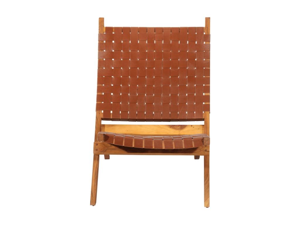 Sillón Homelyvo plegable de piel auténtica marrón