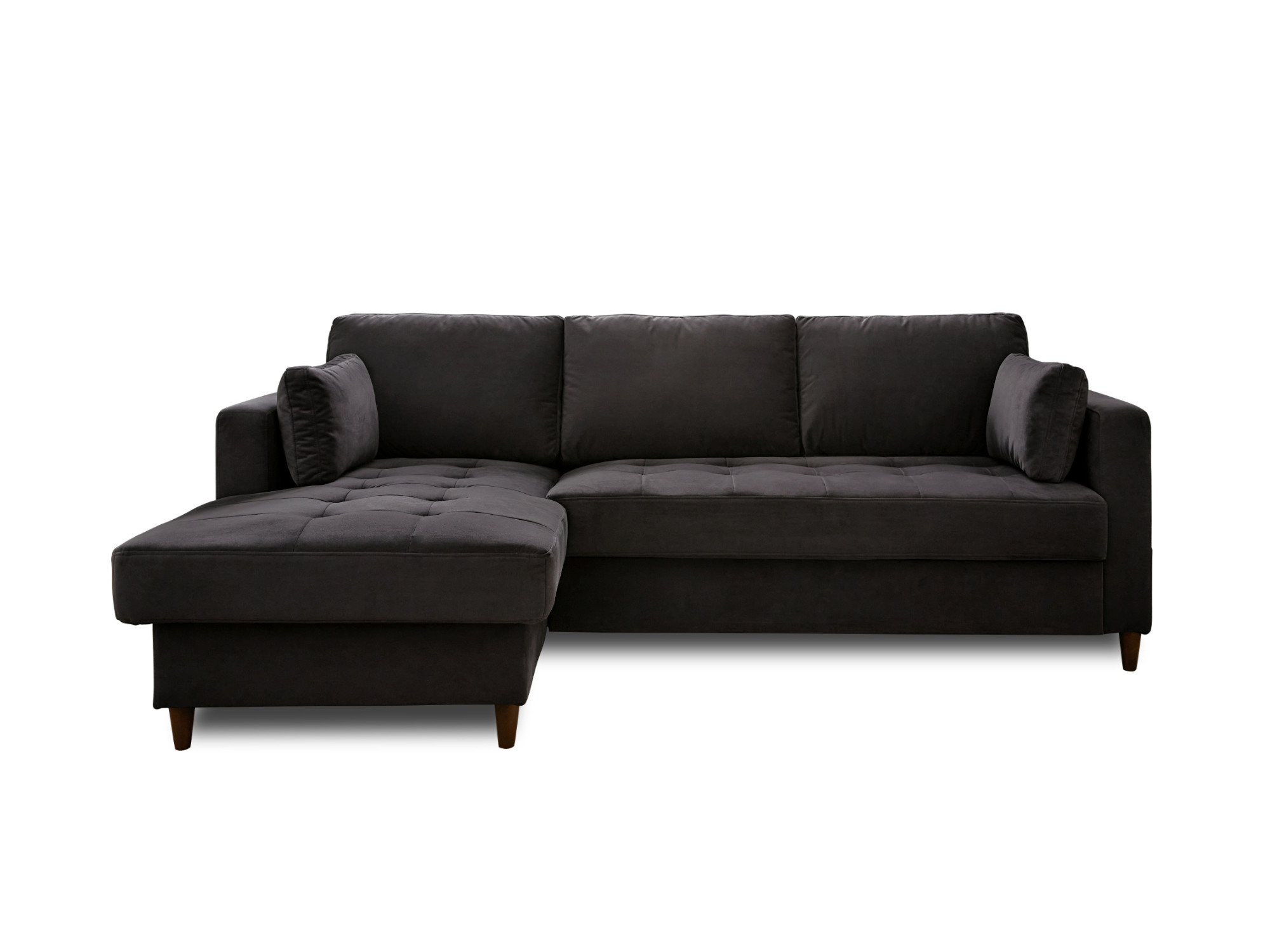 Sofá de esquina izquierdo convertible 4 plazas en terciopelo gris oscuro zw2322t9