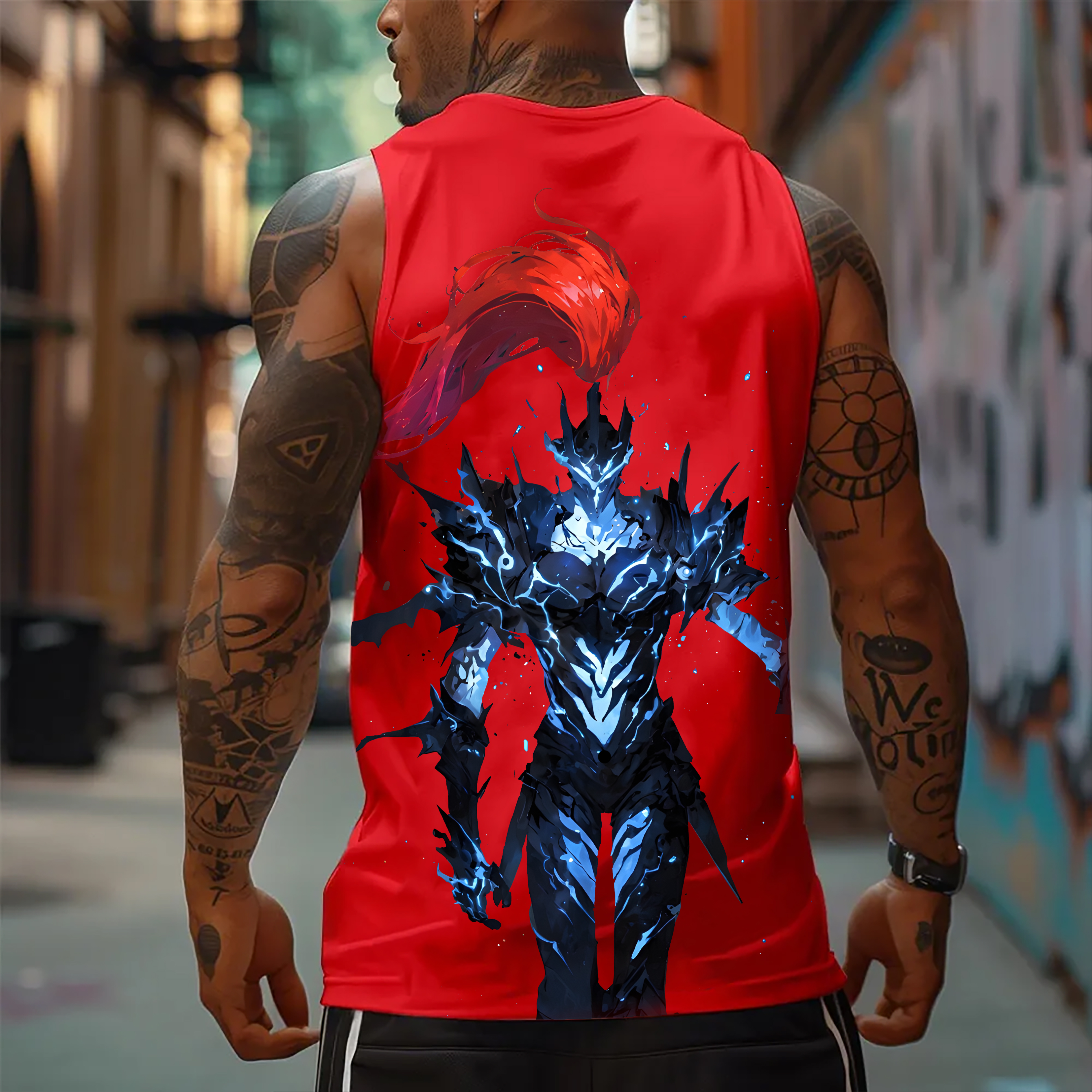 Comicssoul Igris Oversized Anime Print Gym Tank Top