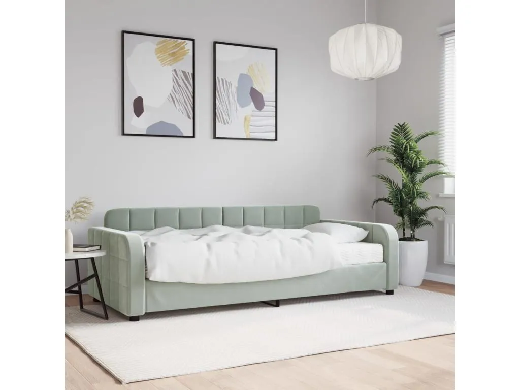 Sofá cama con colchón gris claro terciopelo 90x200 cm 04352kfgf