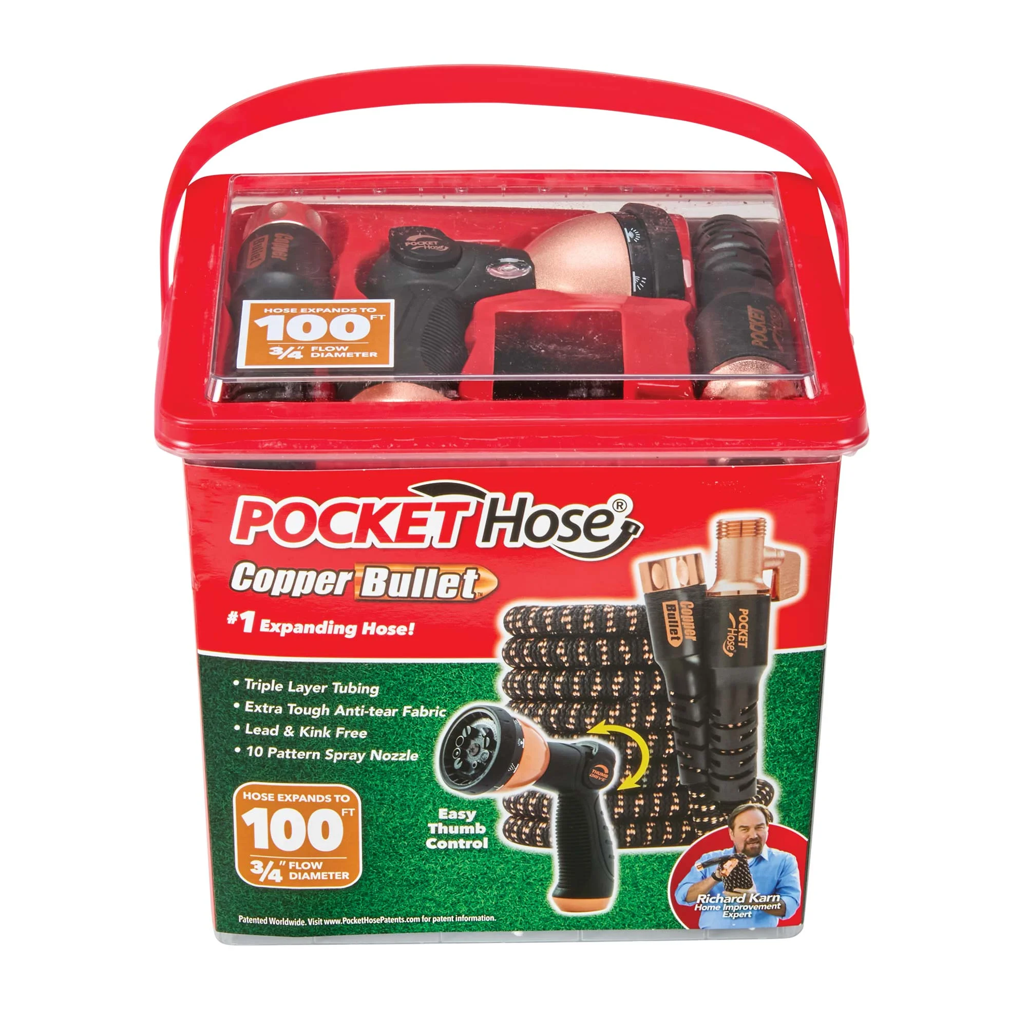 Copper Bullet by Pocket Hose, 3/4" Ultra-Light x 100 ft Expandable Garden Hose with Spray Nozzle - Image 2