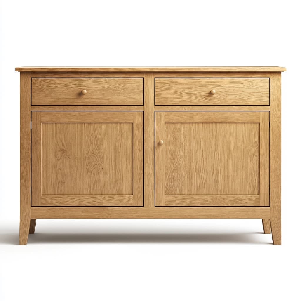 Aparador de madera de roble claro 2 puertas 2 cajones 120x40x80 cm