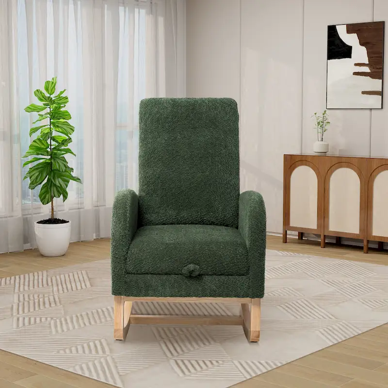 Ergonomic High Back Rocking Chair with Adjustable Footrest