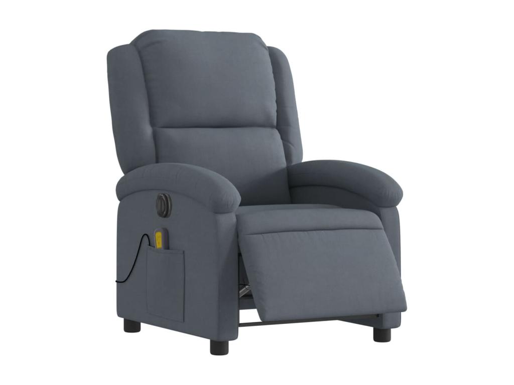 Sillón reclinable de masaje eléctrico terciopelo gris oscuro