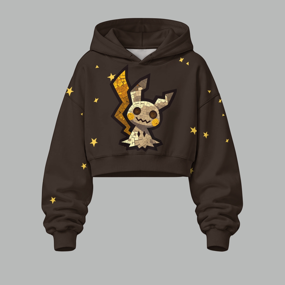 Pokémon Women's Cropped Long Sleeve Hoodie & High Waist Jogger Pants Two Piece Tracksuit Set TeeThreads Sustain the Scene with Custom Apparel