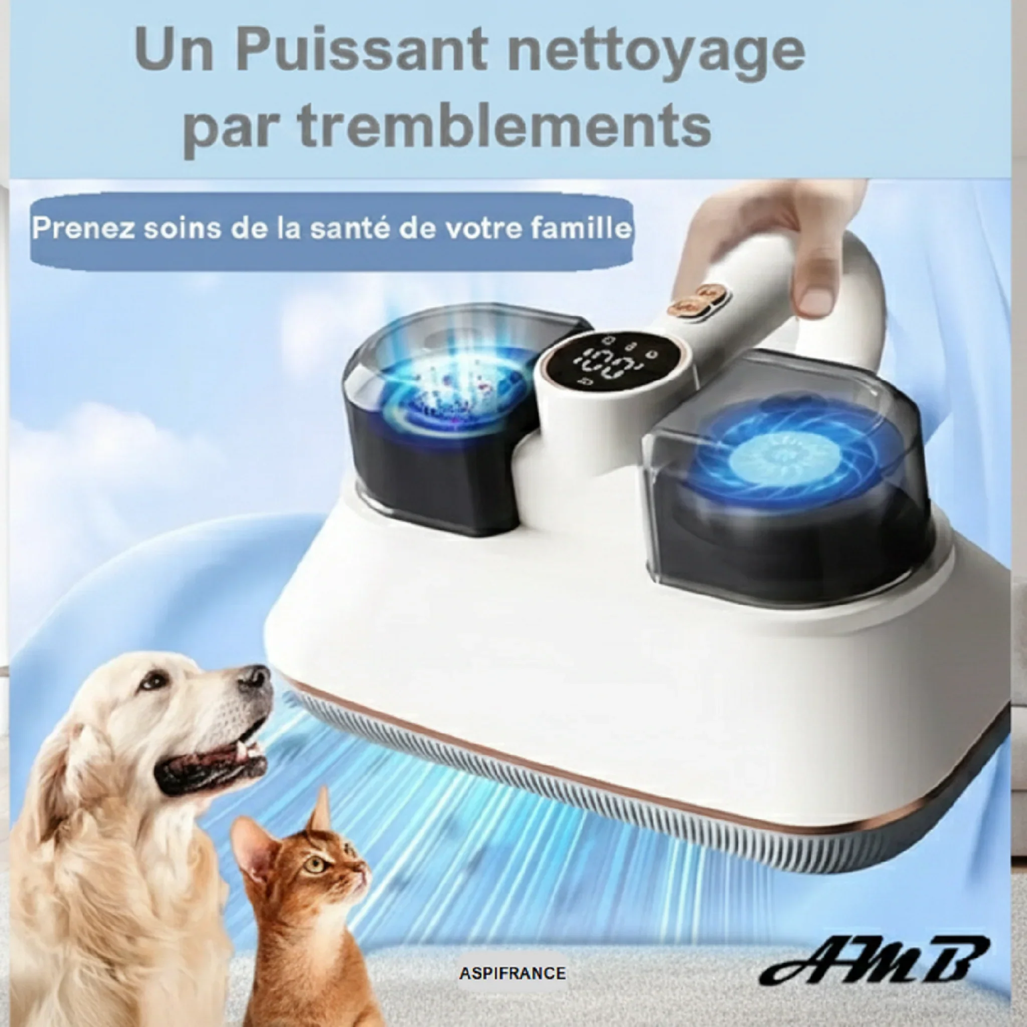 Aspirateur Matelas LG10 - Sans Fil - Aspiration Puissante - Charge USB