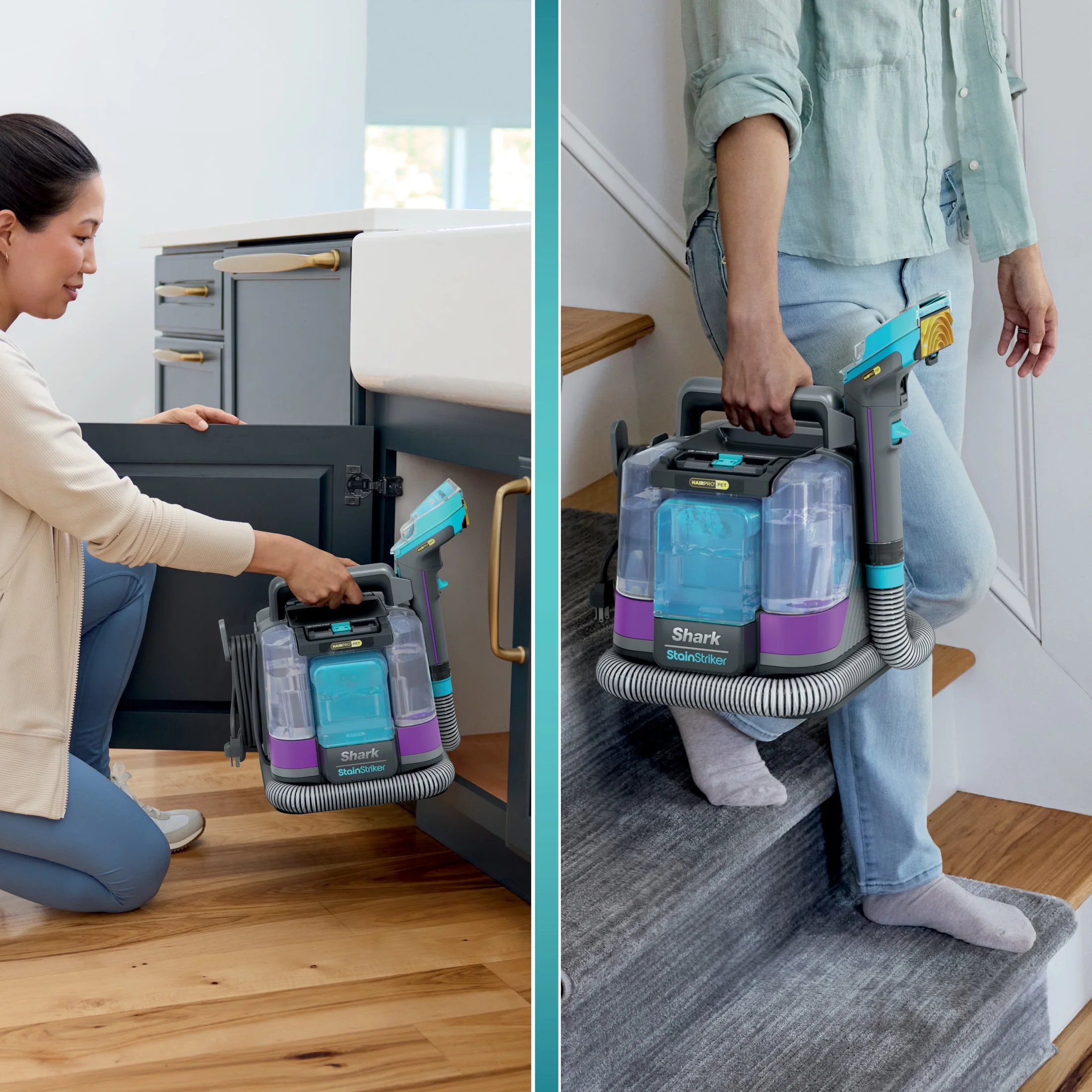 Shark StainStriker HairPro Carpet and Upholstery Cleaner, Portable with 3 Tools, 6oz Deep Clean Pro Formula and 12oz OXY Multiplier Formula, PX250 Dark Silver/Fuchsia - Image 18