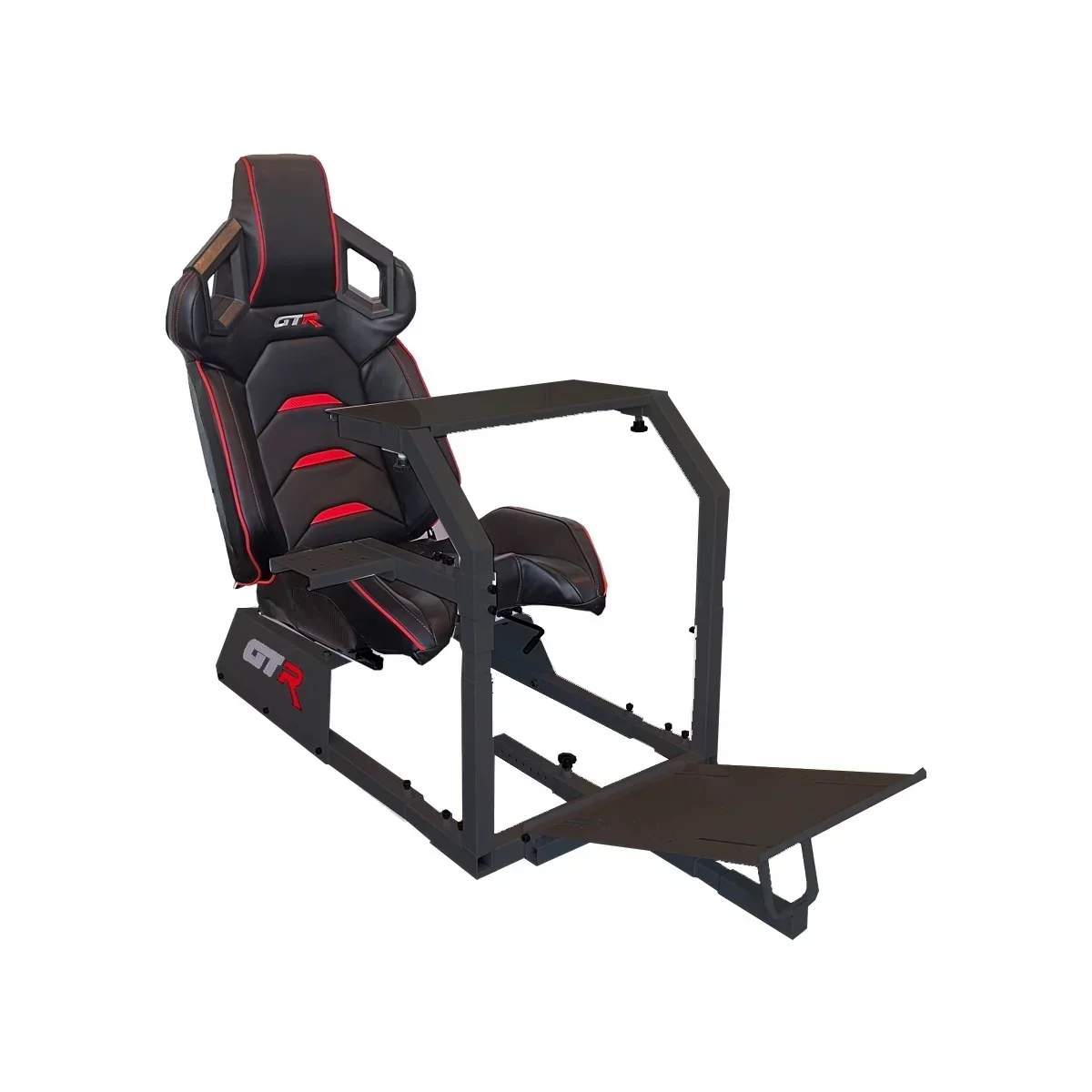 GTR Simulator GTA Racing Simulator Cockpit With Black Frame And Black/Red Pista Adjustable Leatherette Racing Seat - GTA-BLK-S107LBKRD GTR Simulator GTA Racing Simulator Cockpit With Black Frame And Black/Red Pista Adjustable Leatherette Racing Seat - GTA-BLK-S107LBKRD