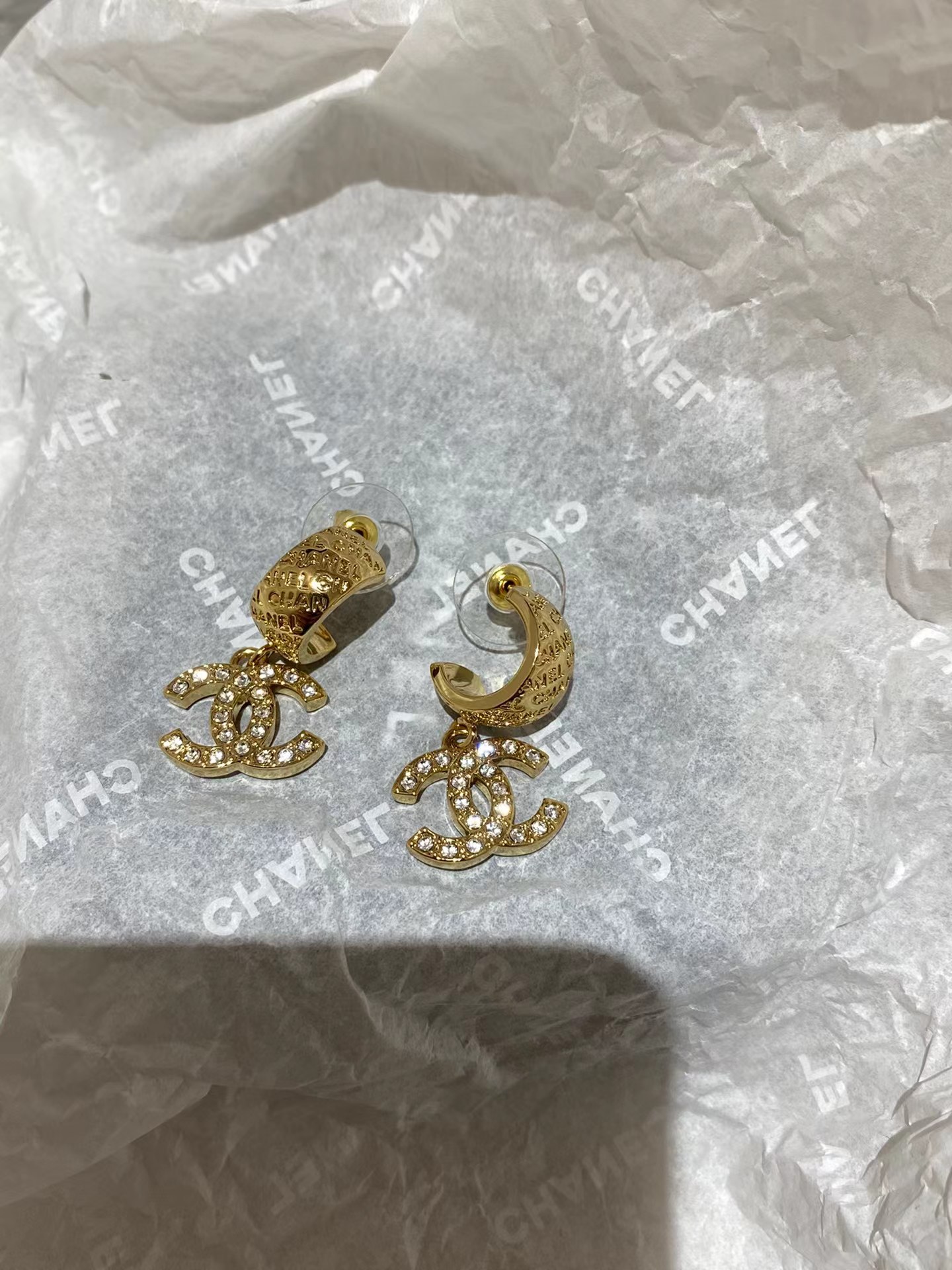 Chanel Gold Color Double C Dangle Earrings - Original Replica Club