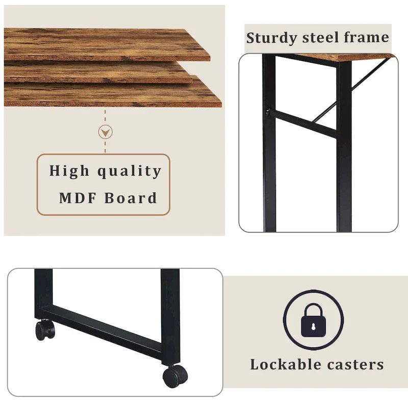 Modern Computer Desk with 5-Tier Shelves – Space-Saving Rotatable Workstation