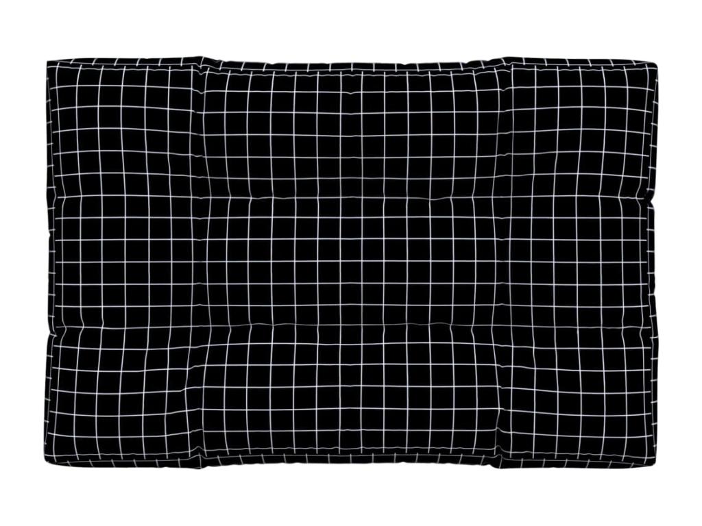 Cojín para palés tela a cuadros negro 120x80x12 cm
