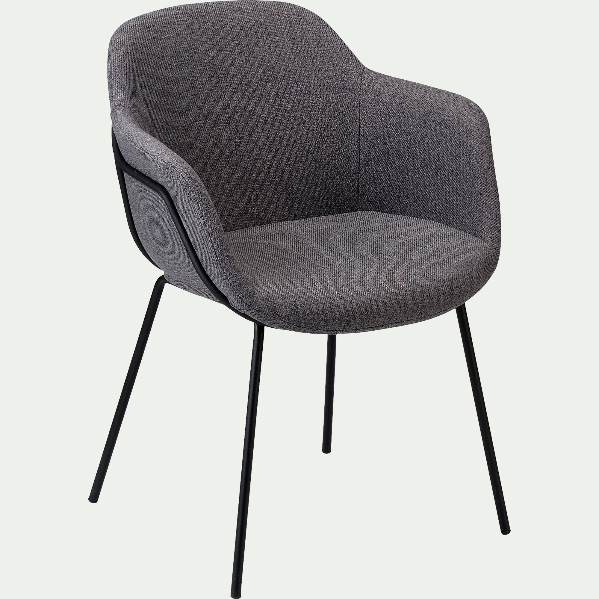 CHLOE - Chaise en tissu avec accoudoirs - gris ardoise