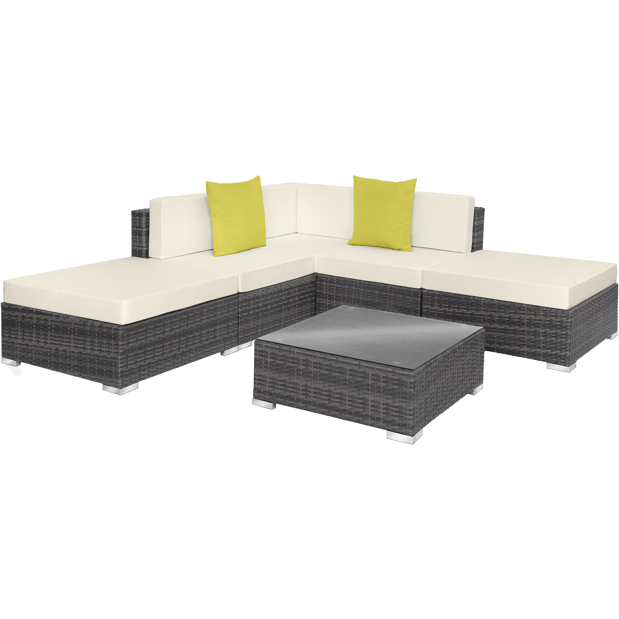 Sofá de jardín tipo lounge en ratán con estructura de aluminio gris rl3813e1