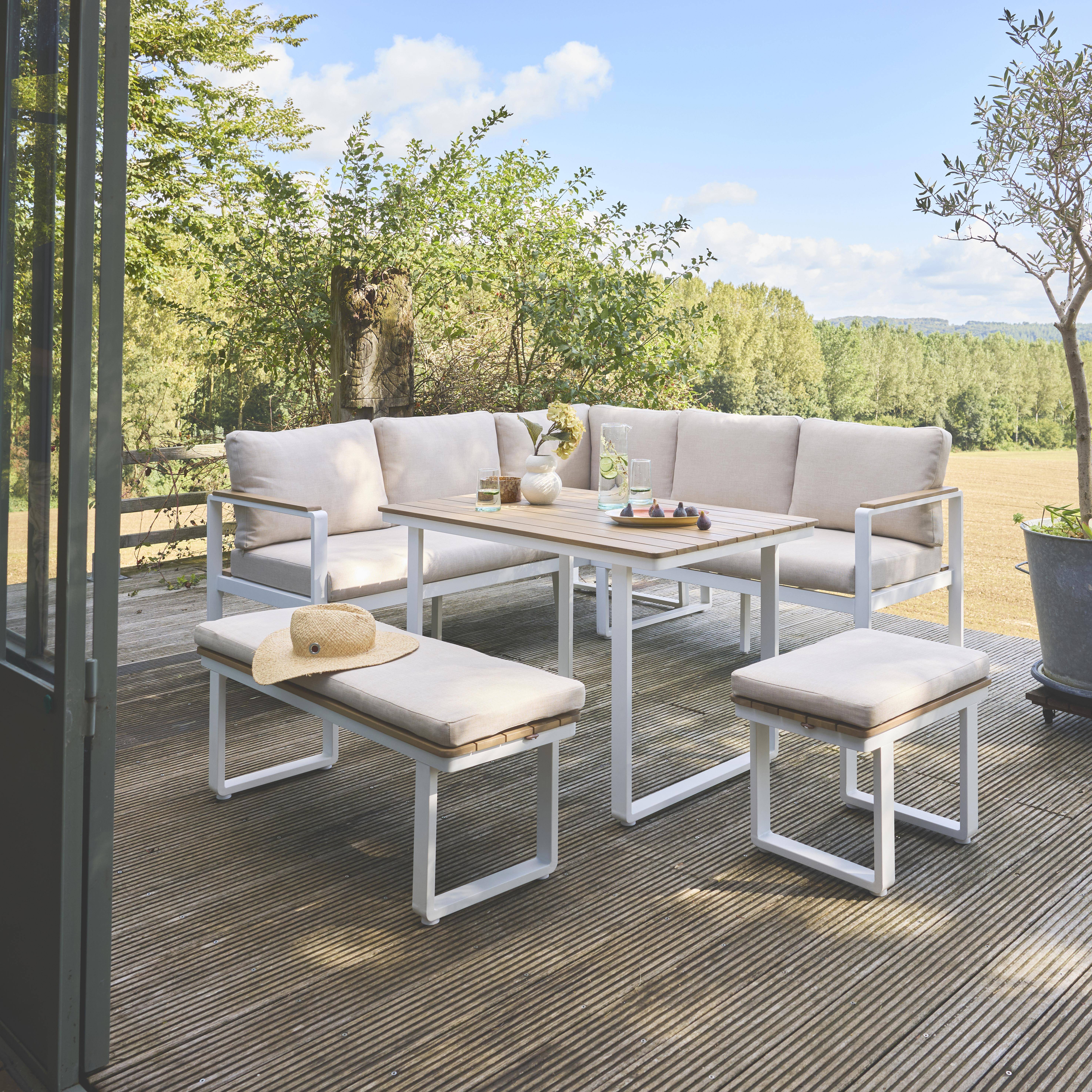Pampas - Conjunto de jardín en madera de acacia y aluminio de 8 plazas
