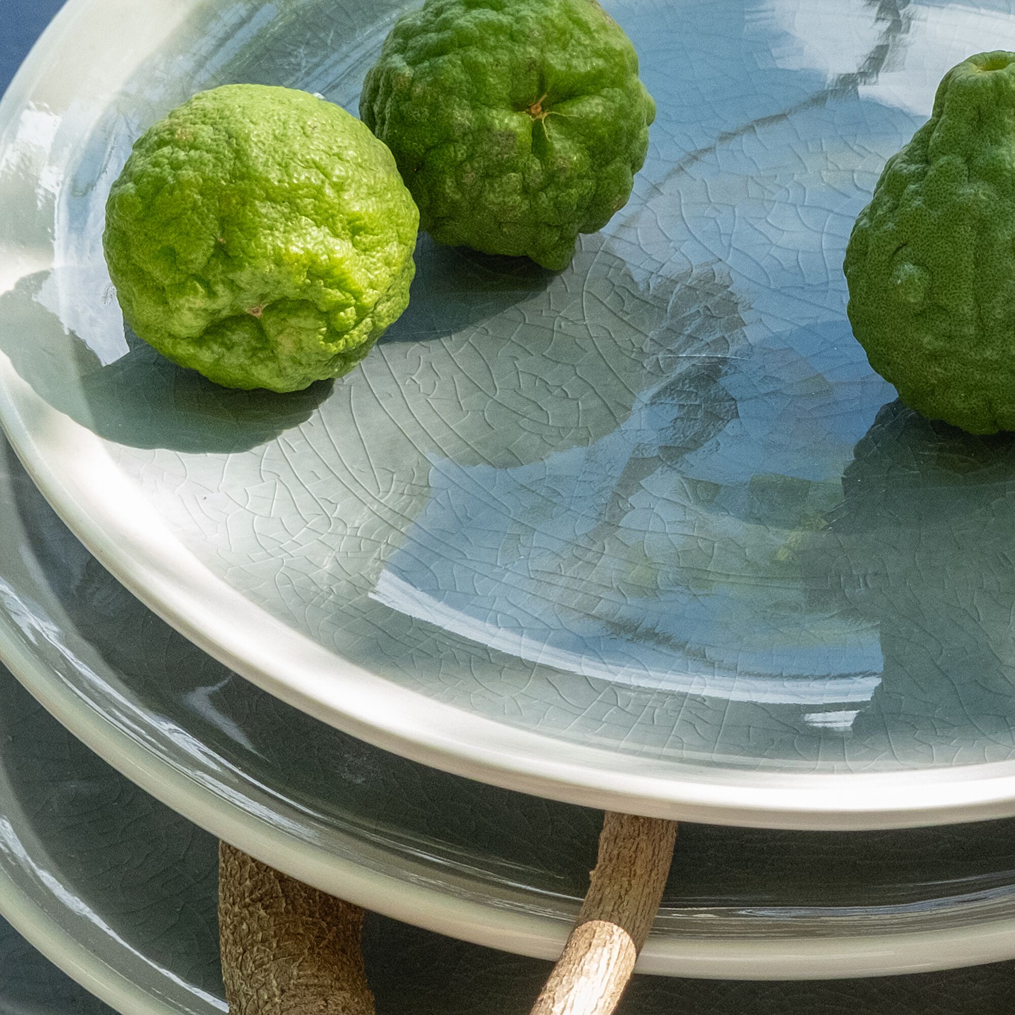 LAGON - Assiette à dessert en grès D20,5cm - bleu autan