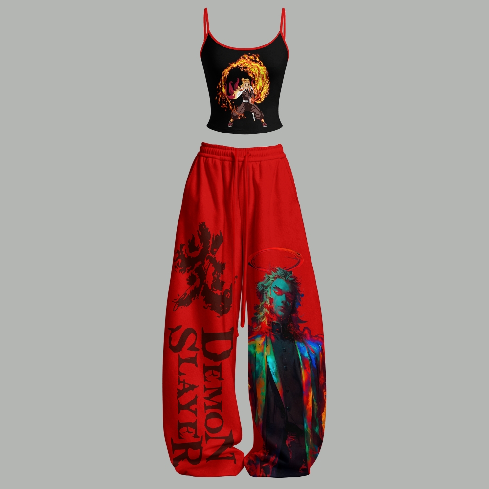 Demon Slayer Top & Elasticated Trousers Two-Piece Set
