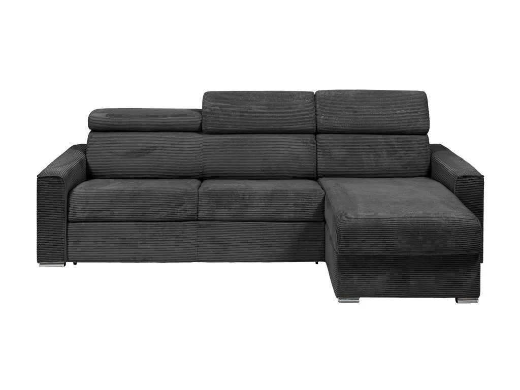 Sofá cama esquinero reversible tipo italiano de pana gris antracita - Cama de 140 cm - Colchón de 18 cm - Homepleno 22556tyew