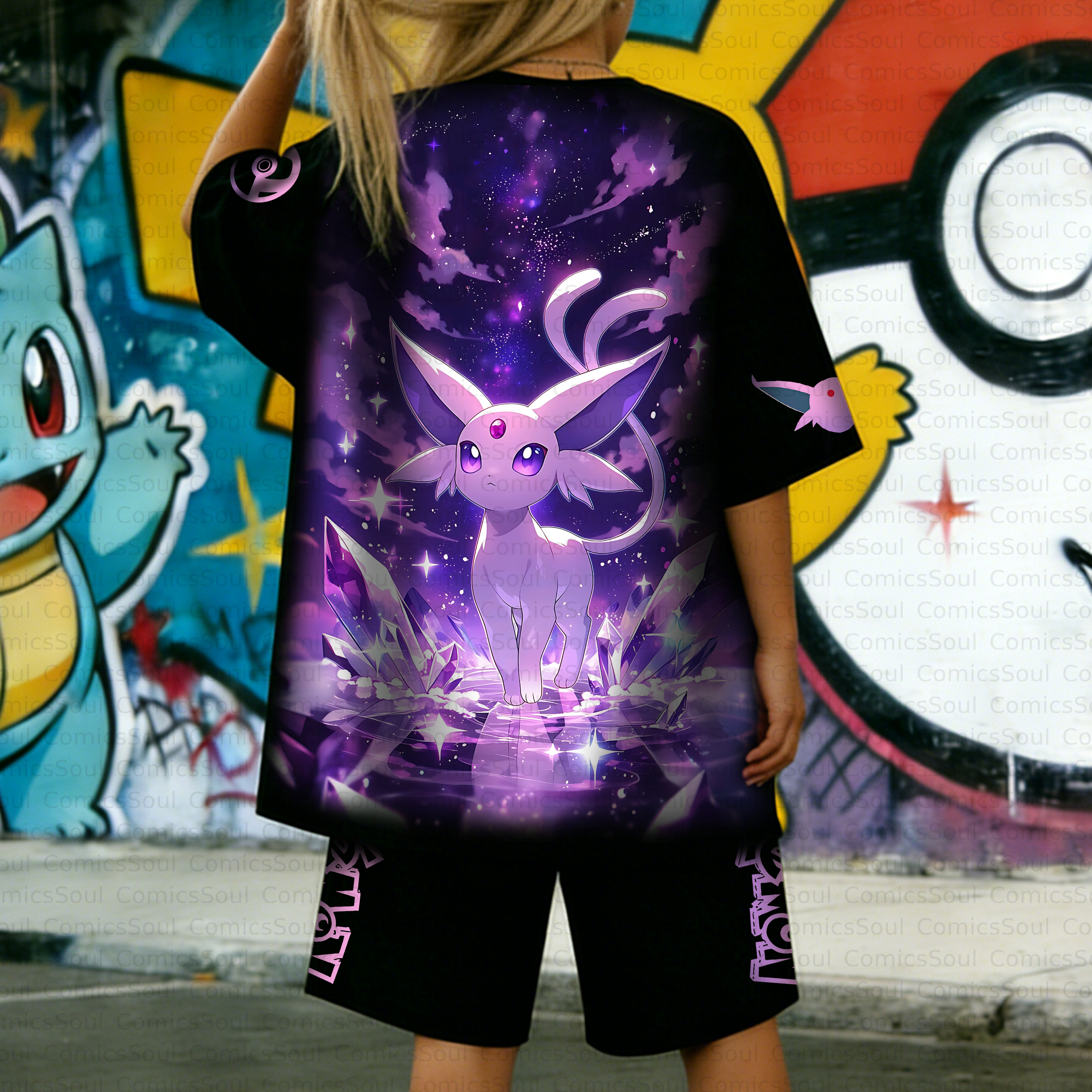 Unisex Anime Inspired Vintage T-shirt& Shorts 2 Pieces Set